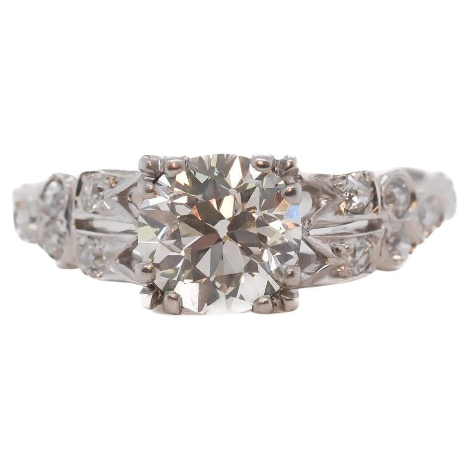 Anello di fidanzamento con diamante vecchio europeo Brilliante 1,00ct CIRCA 1920 GIA