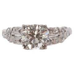 Anello di fidanzamento con diamante vecchio europeo Brilliante 1,00ct CIRCA 1920 GIA