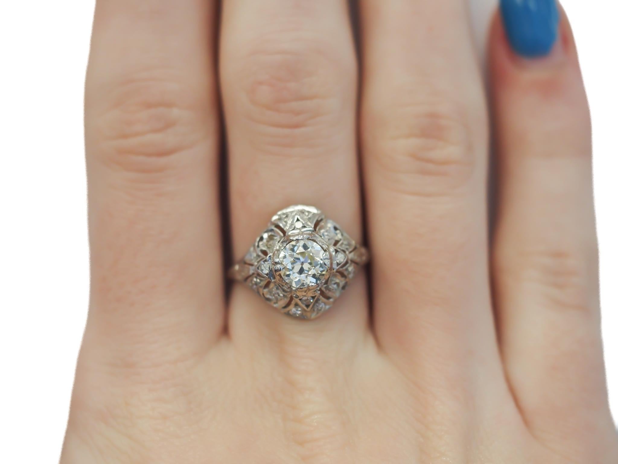 Old European Cut Circa 1920s GIA 1.08ct Old European Diamond Engagement Ring For Sale