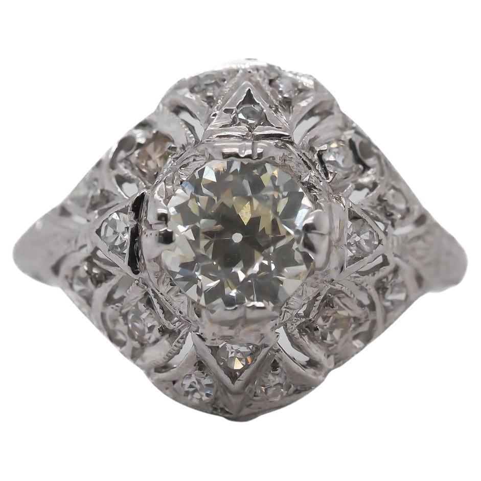 Circa 1920s GIA 1.08ct Old European Diamond Engagement Ring