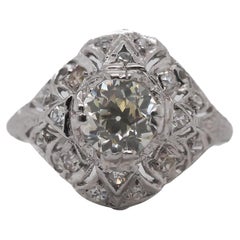 Circa 1920s GIA 1.08ct Old European Diamond Engagement Ring