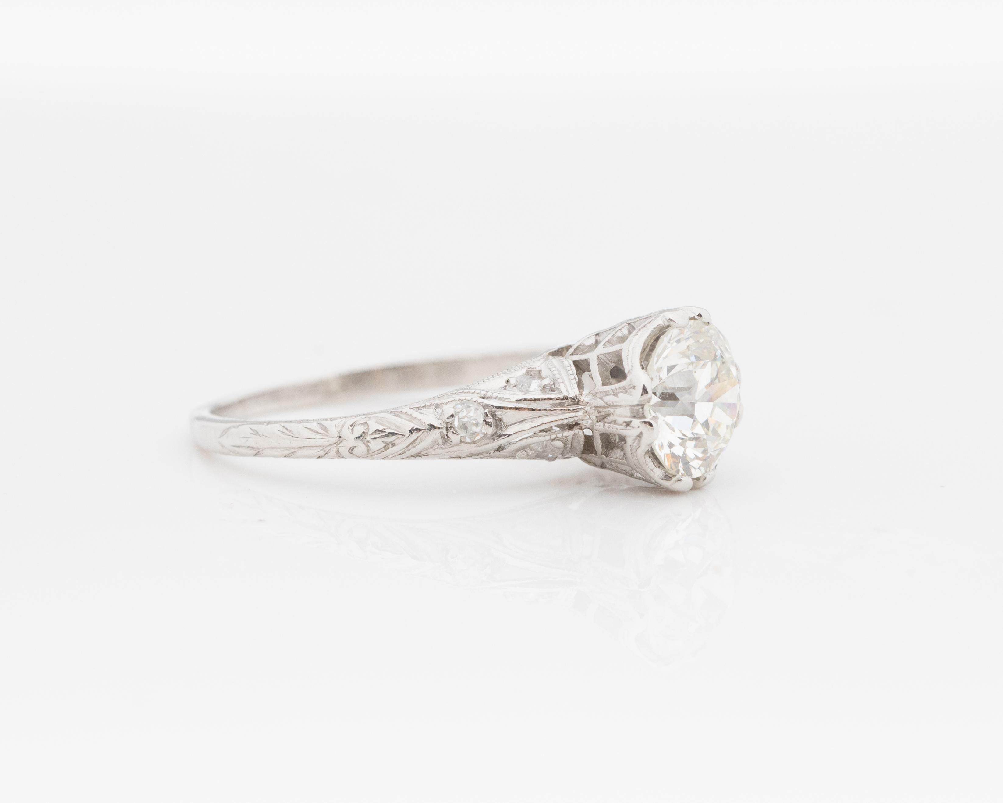 Old European Cut Circa 1920s GIA 1.12ct Old European Brilliant Diamond Engagement Ring For Sale