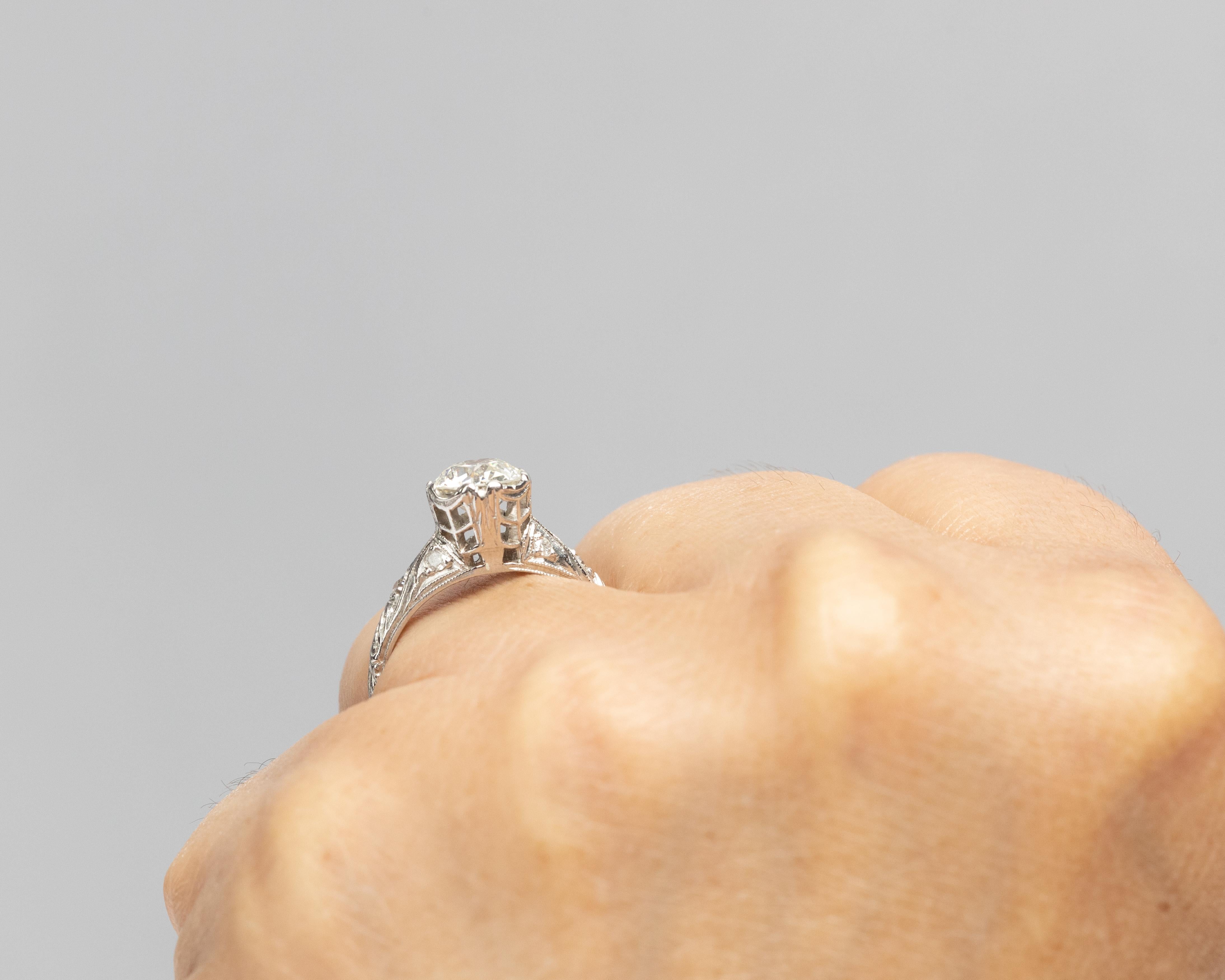 Circa 1920s GIA 1.12ct Old European Brilliant Diamond Engagement Ring For Sale 3