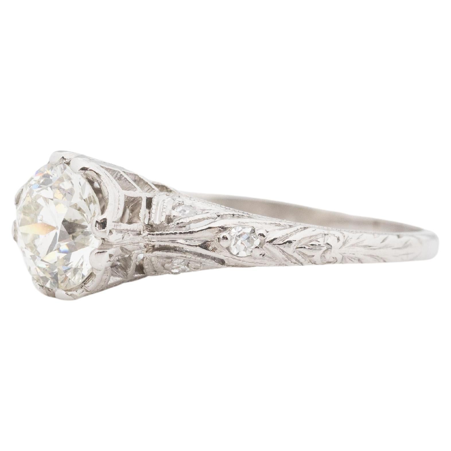 Circa 1920s GIA 1.12ct Old European Brilliant Diamond Engagement Ring