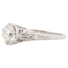 Circa 1920s GIA 1.12ct Old European Brilliant Diamond Engagement Ring