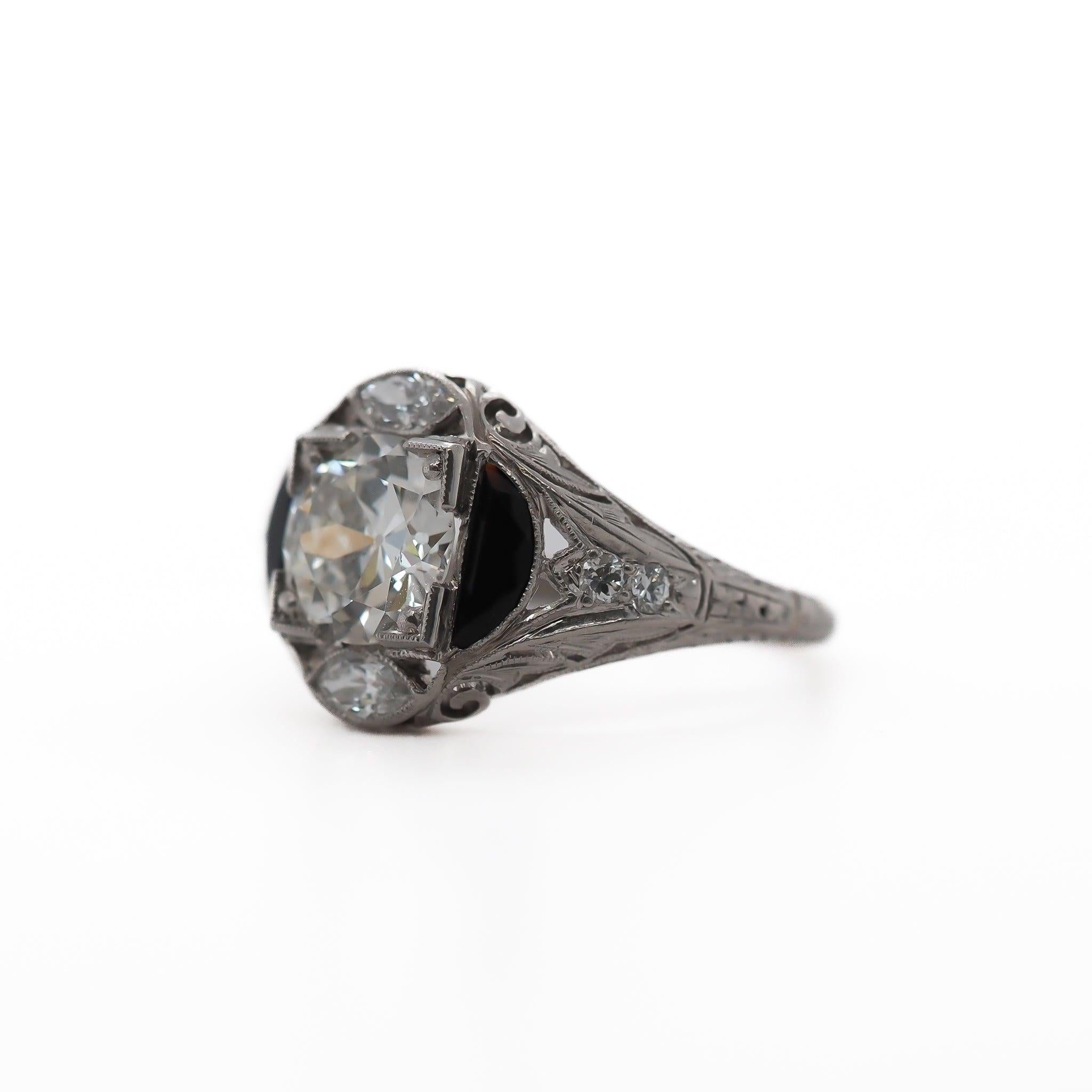 CIRCA 1920er Jahre GIA 1,17ct Alte Europäische Brillant Diamant Verlobungsring im Angebot 3