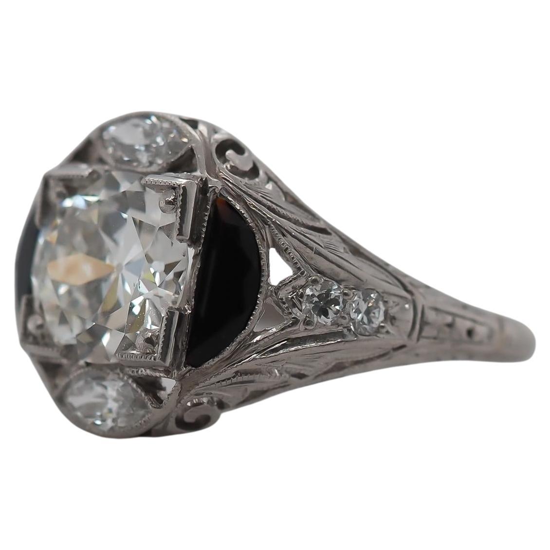 Circa 1920s GIA 1.17ct Old European Brilliant Diamond Engagement Ring