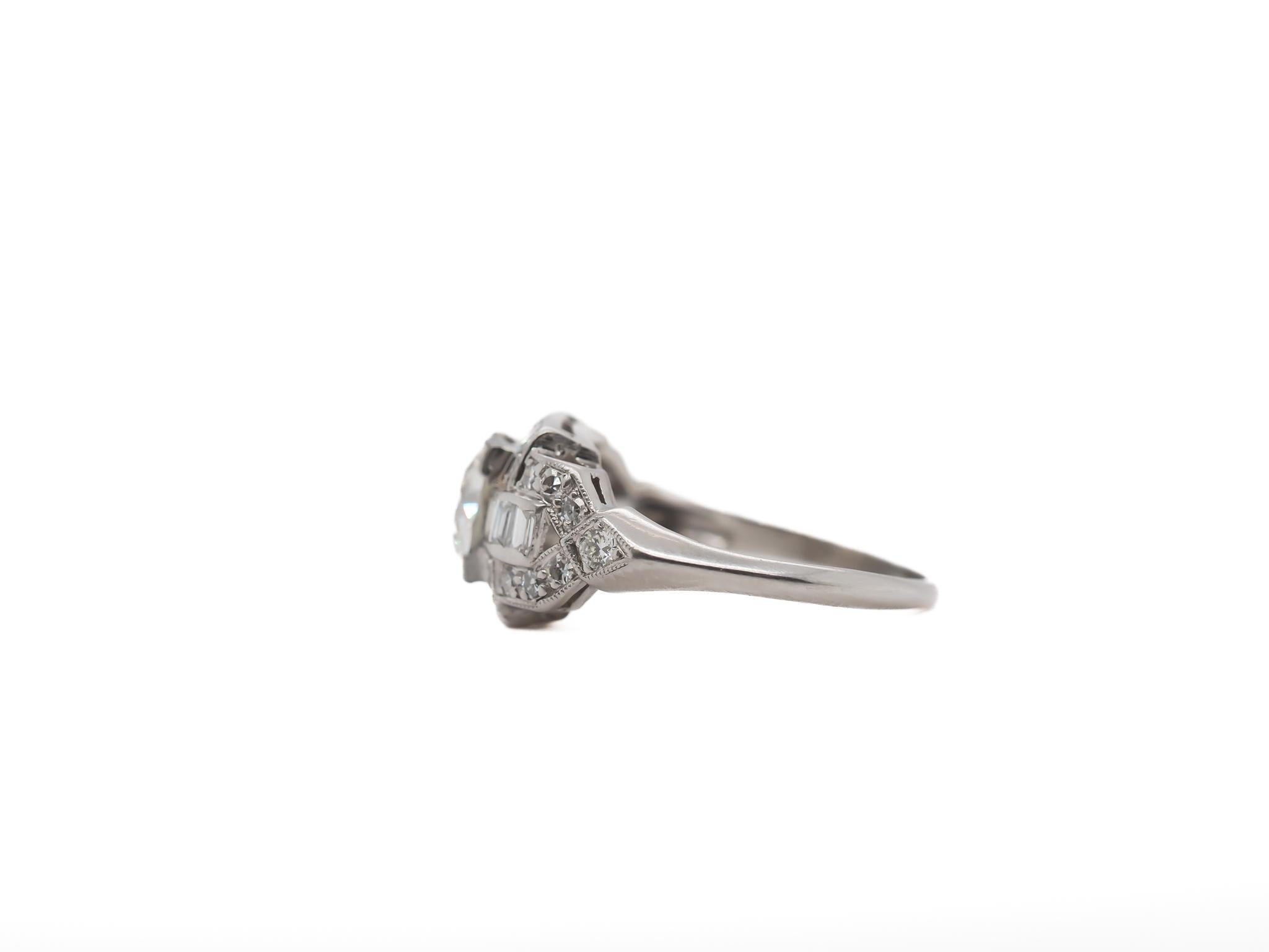 Old European Cut Circa 1920s GIA 1.46ct Old European Diamond Platinum Engagement Ring For Sale