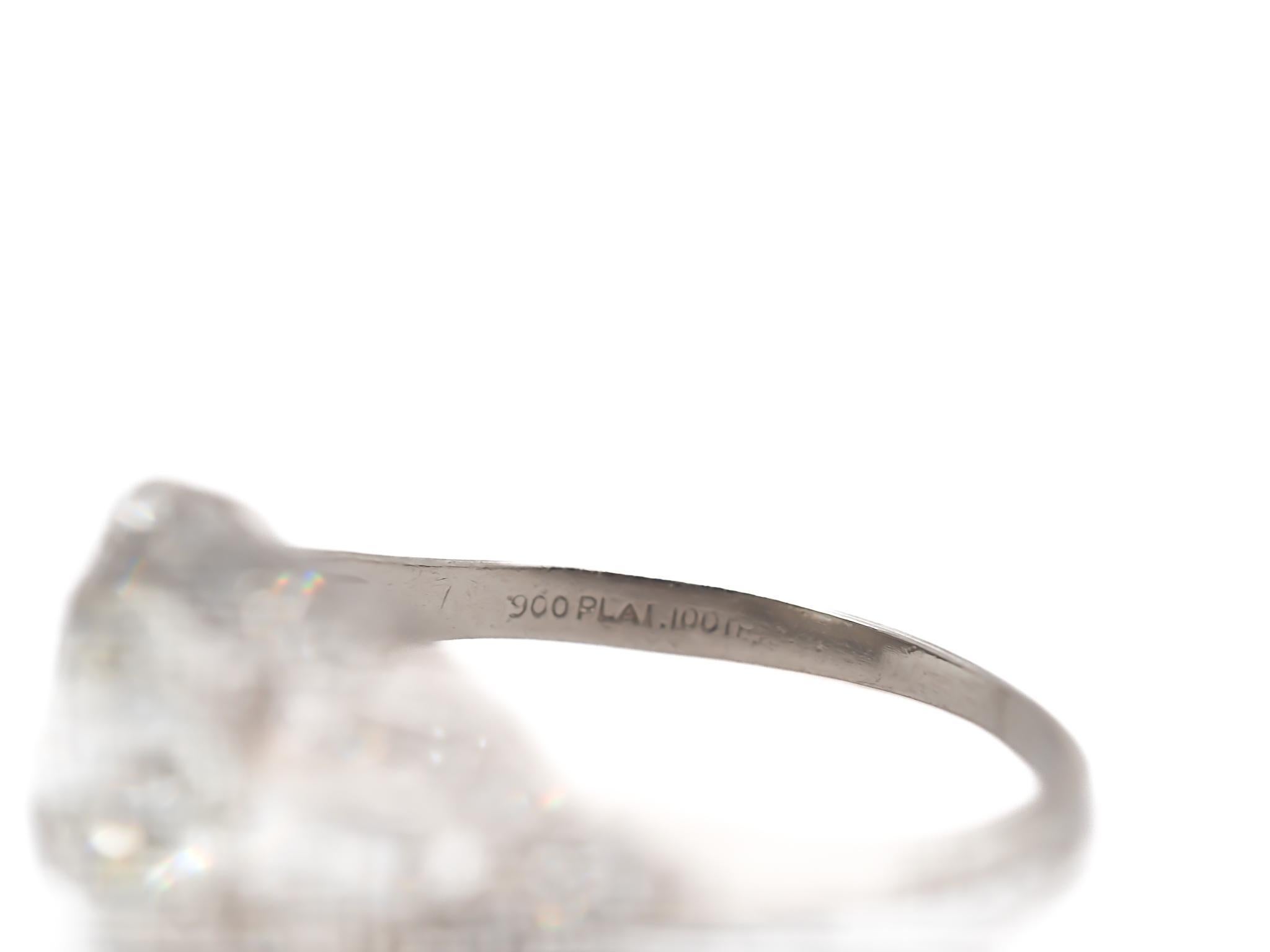 Women's Circa 1920s GIA 1.46ct Old European Diamond Platinum Engagement Ring For Sale