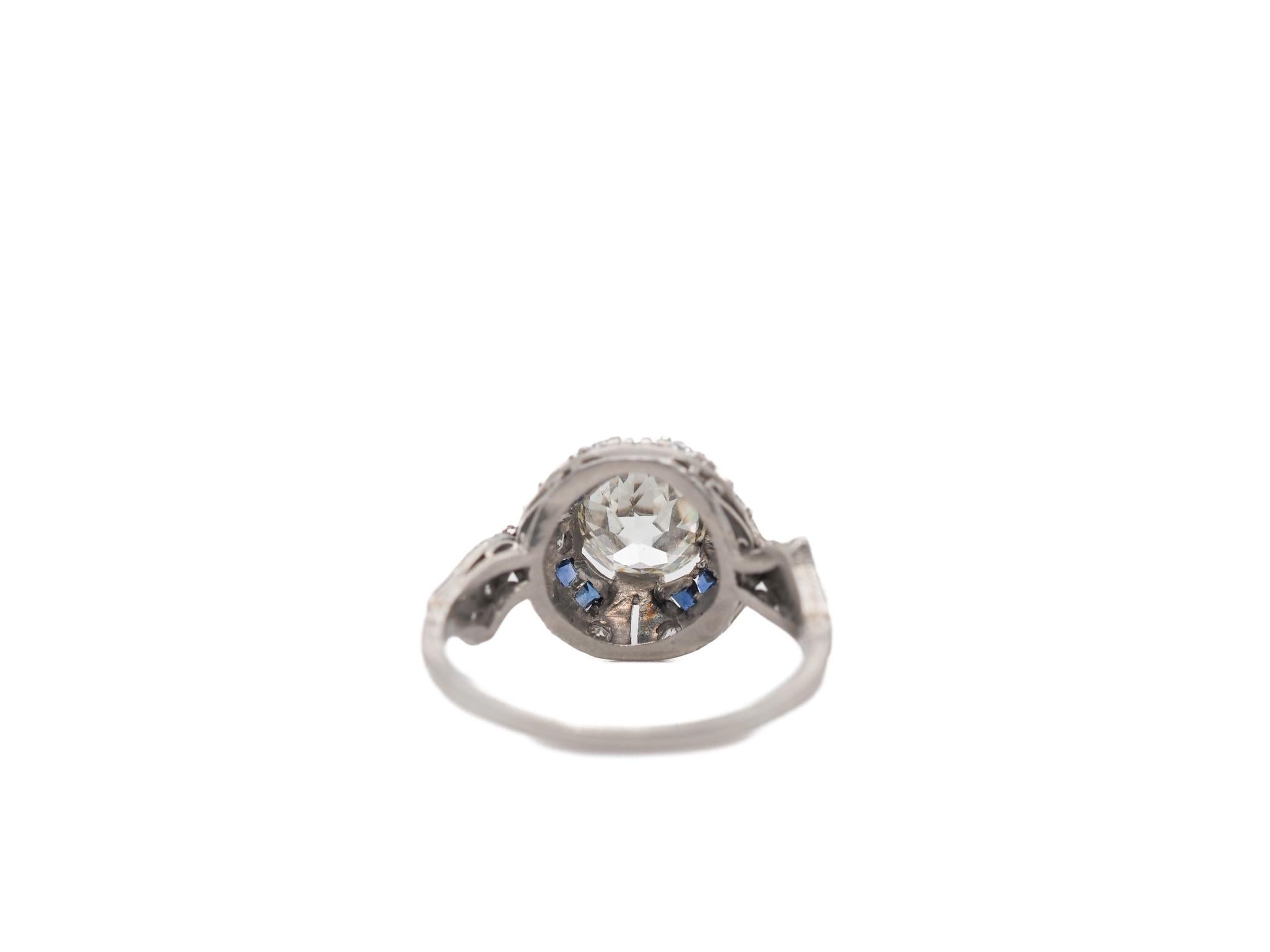Circa 1920s GIA 1.54ct Old European Diamond Platinum Engagement Ring In Good Condition For Sale In Hicksville, NY