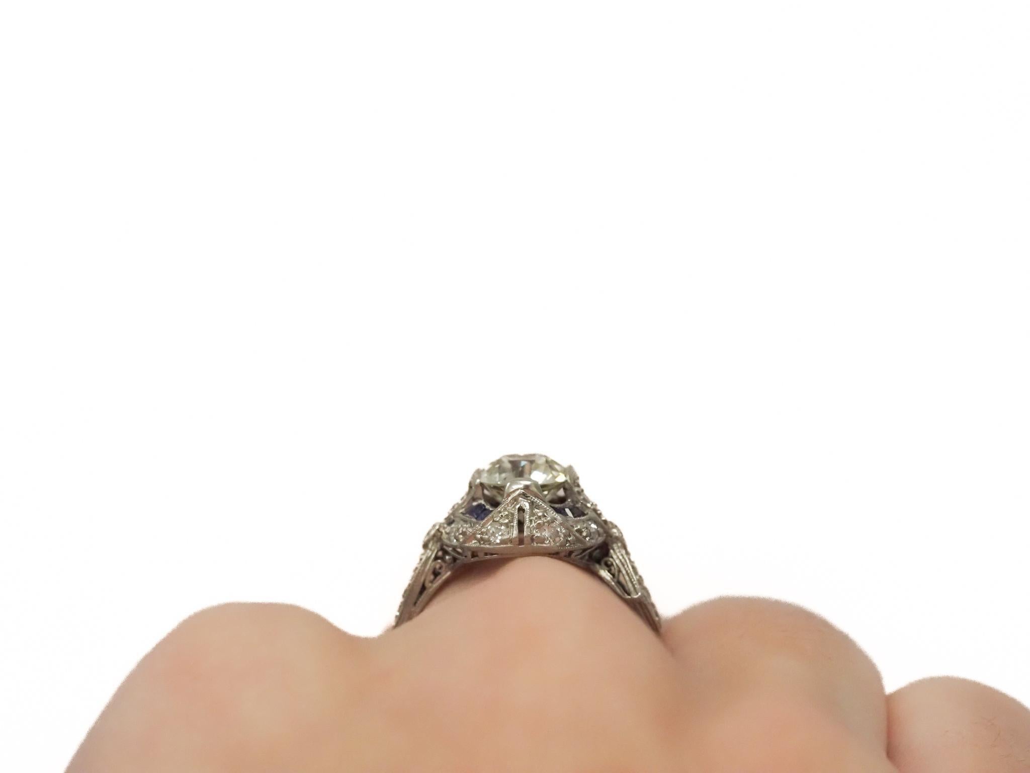 Circa 1920s GIA 1.54ct Old European Diamond Platinum Engagement Ring For Sale 1