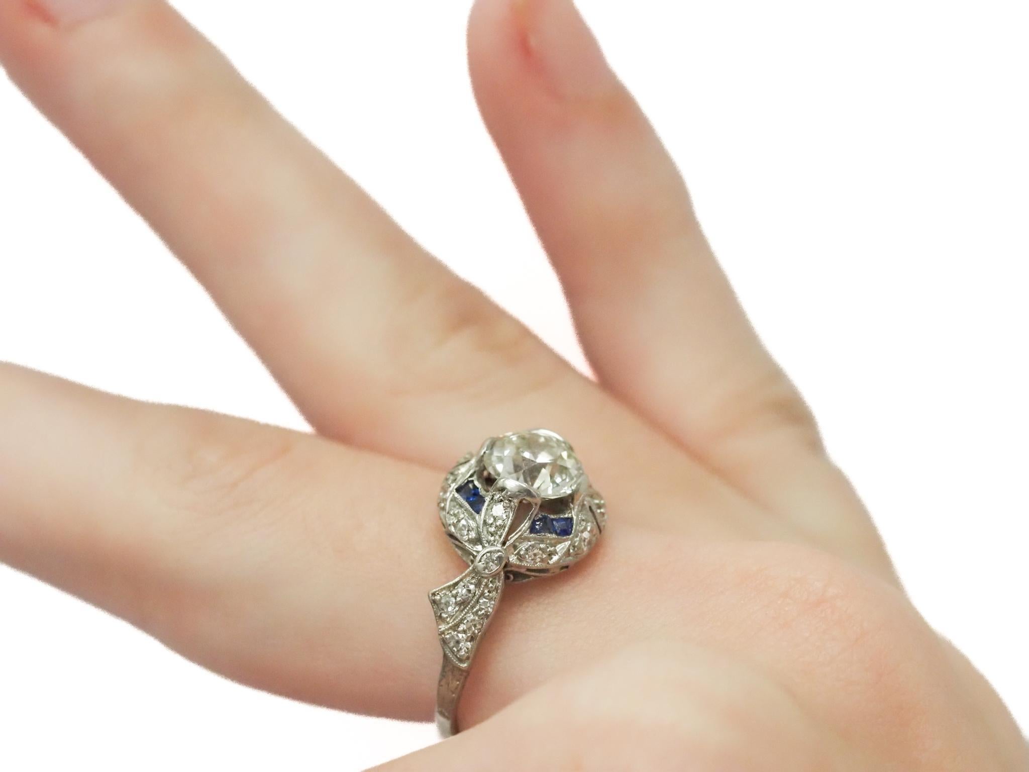 Circa 1920s GIA 1.54ct Old European Diamond Platinum Engagement Ring For Sale 2