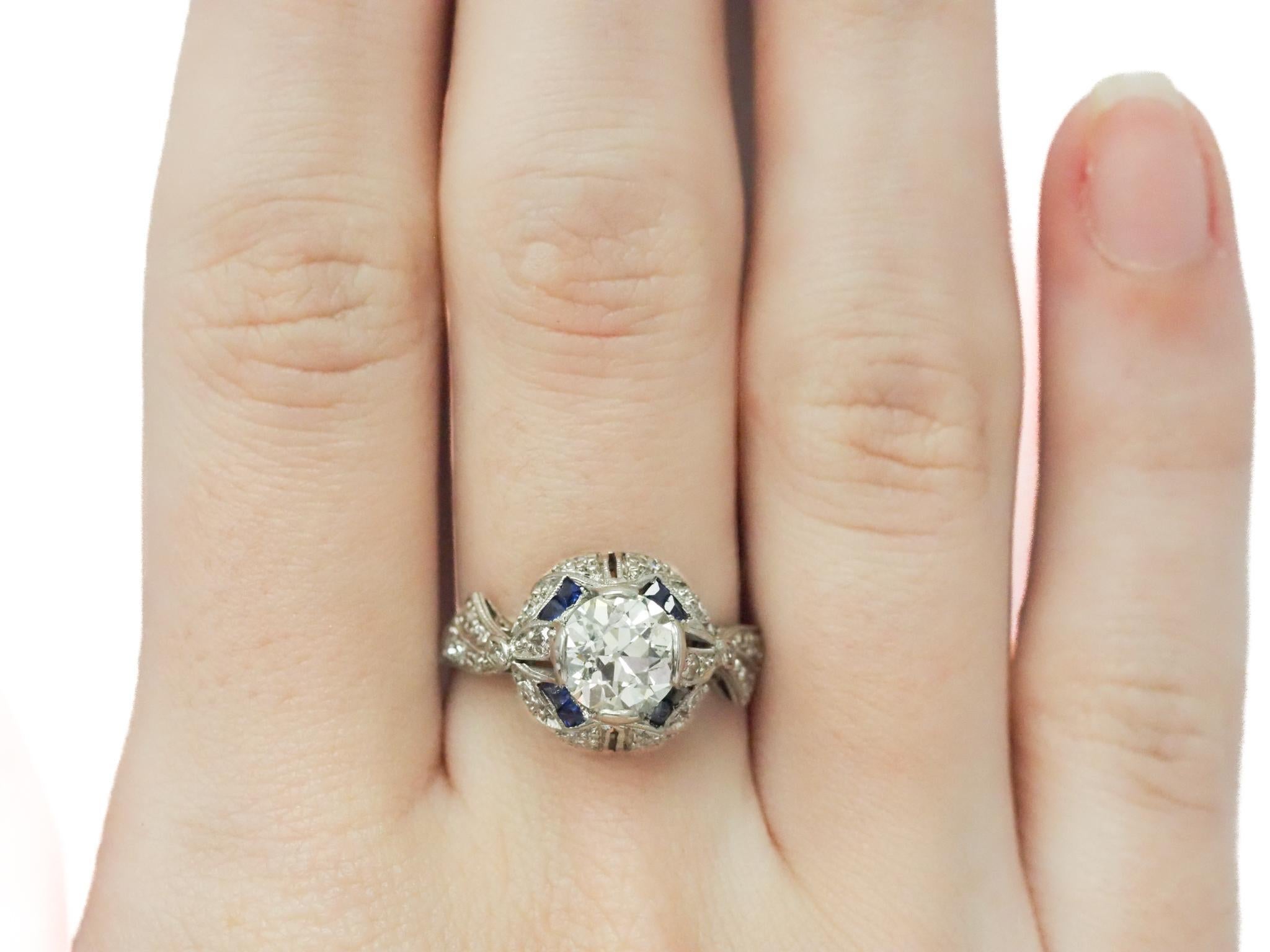 Circa 1920s GIA 1.54ct Old European Diamond Platinum Engagement Ring For Sale 3