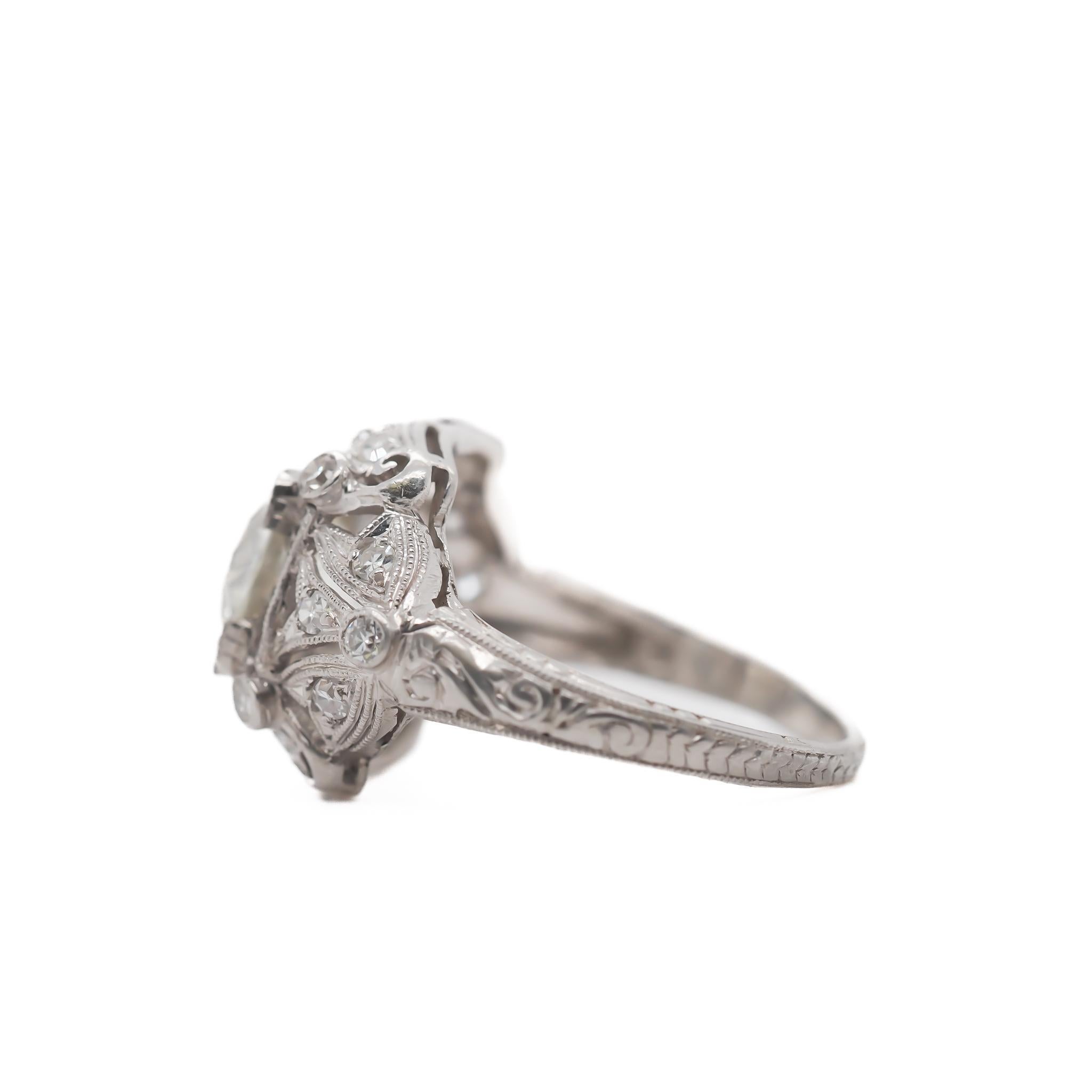 Old European Cut Circa 1920s GIA 1.67ct Old European Diamond Platinum Engagement Ring For Sale