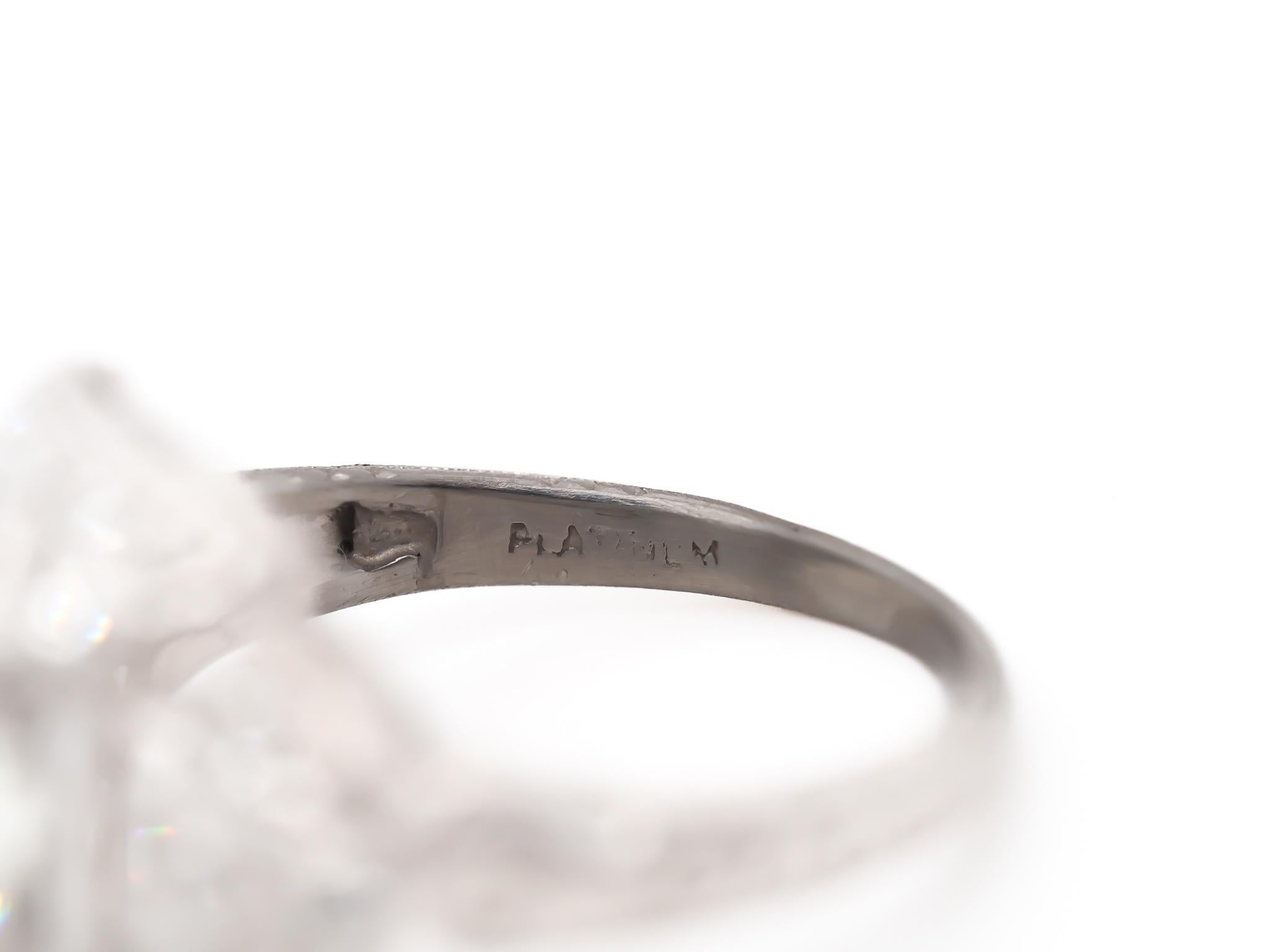 Women's Circa 1920s GIA 1.67ct Old European Diamond Platinum Engagement Ring For Sale