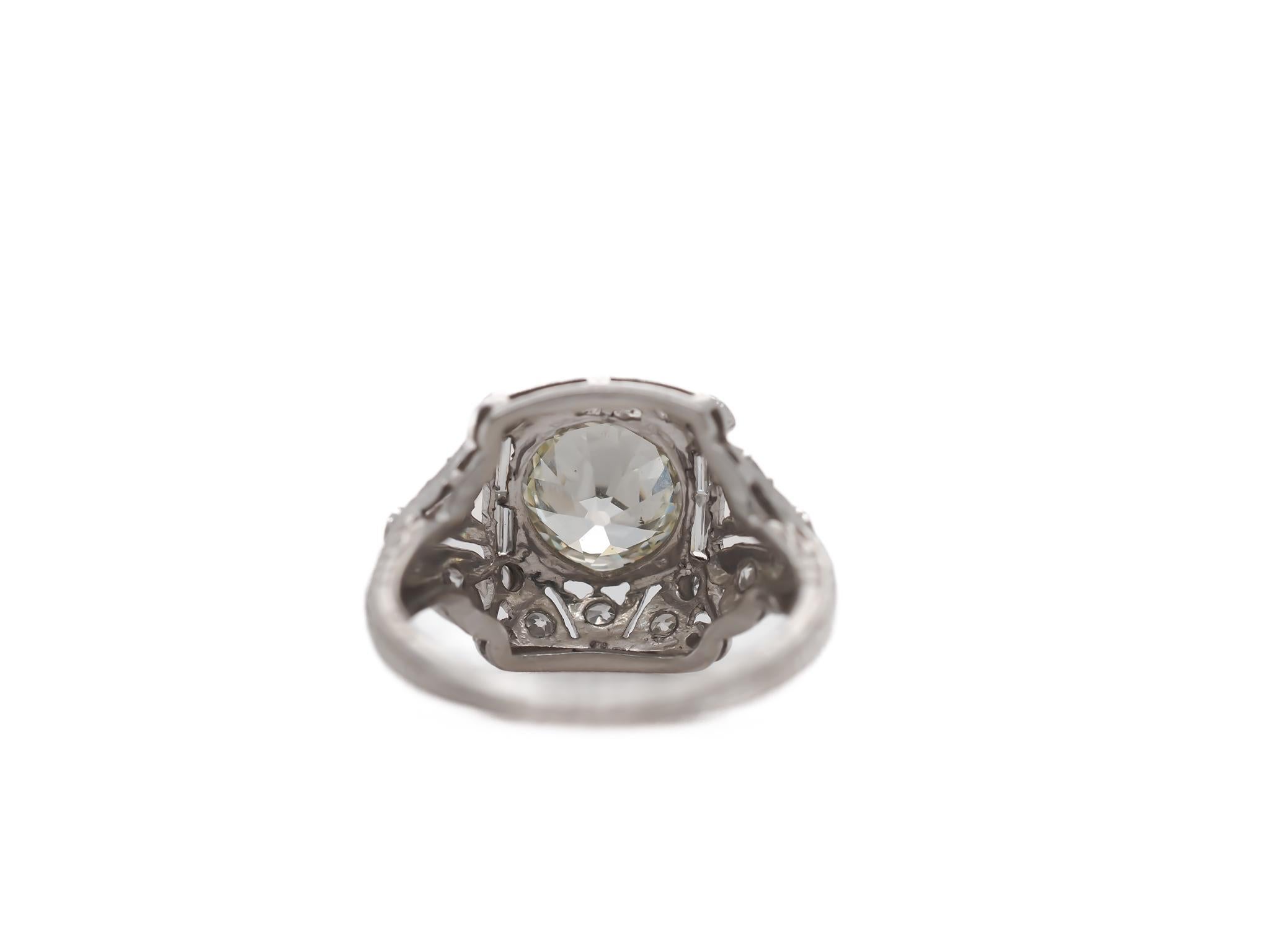 Circa 1920s GIA 1.67ct Old European Diamond Platinum Engagement Ring For Sale 1