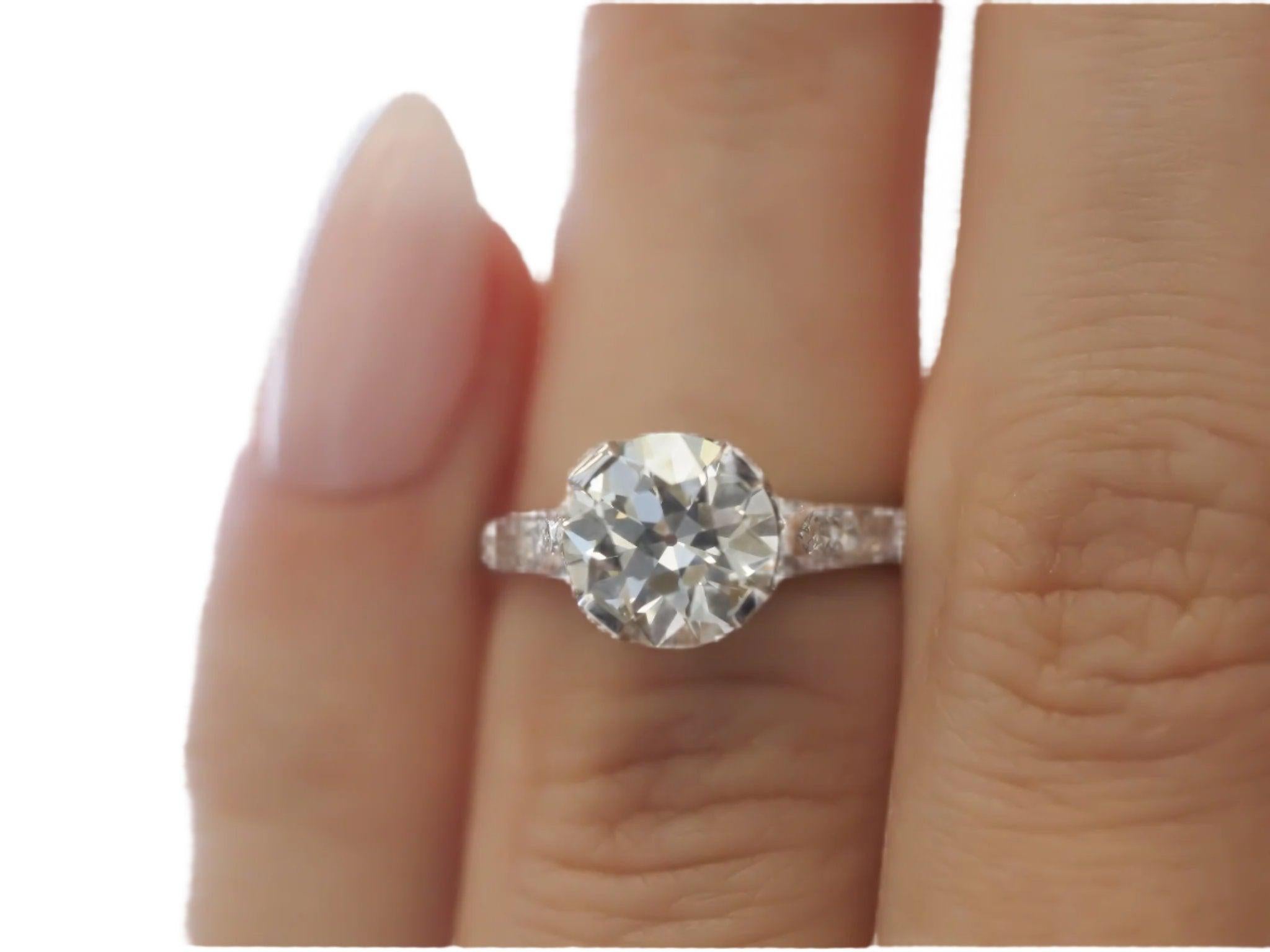 Art Deco Circa 1920S GIA 1.70ct Old European Brilliant Diamond Engagement Ring For Sale