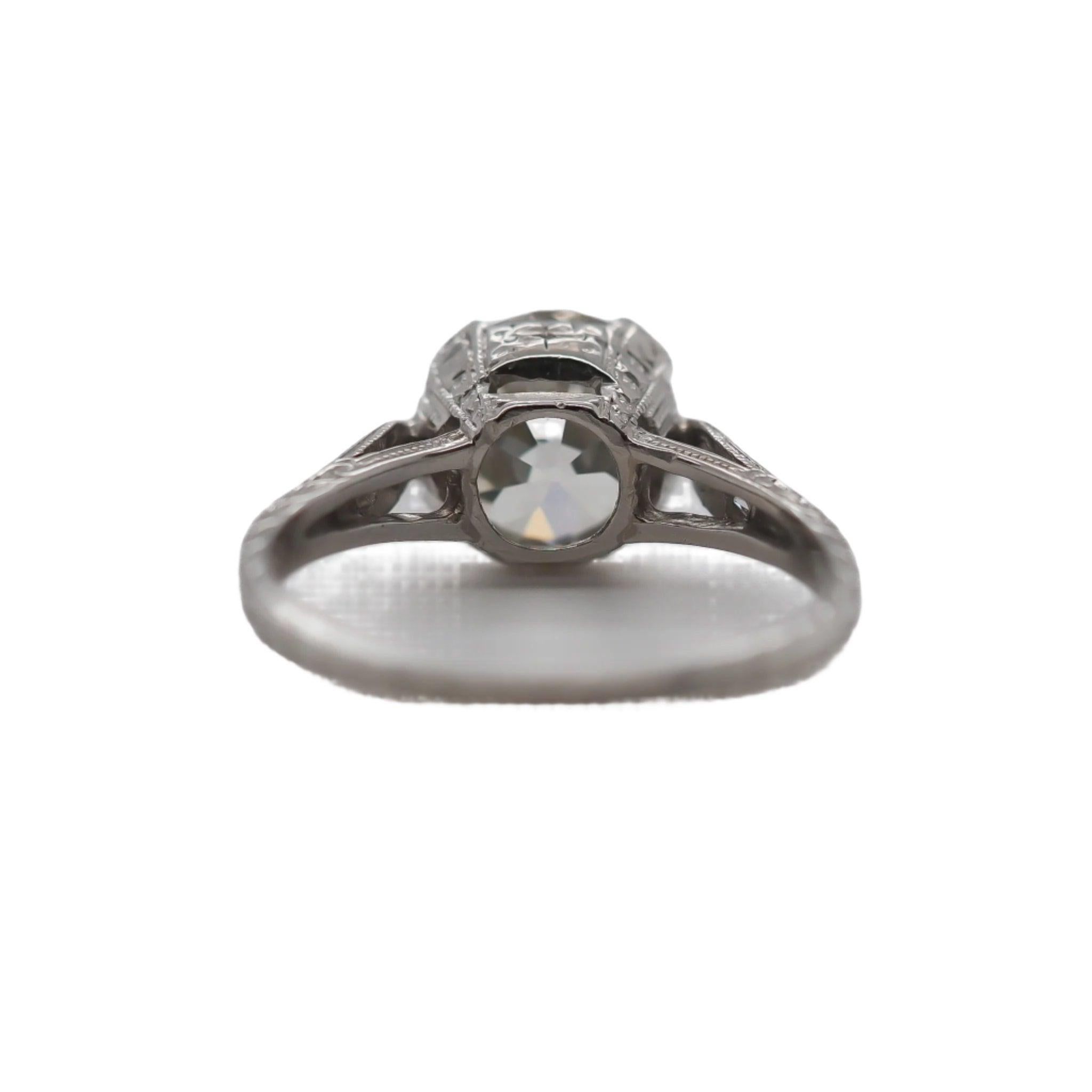 Old European Cut Circa 1920S GIA 1.70ct Old European Brilliant Diamond Engagement Ring For Sale
