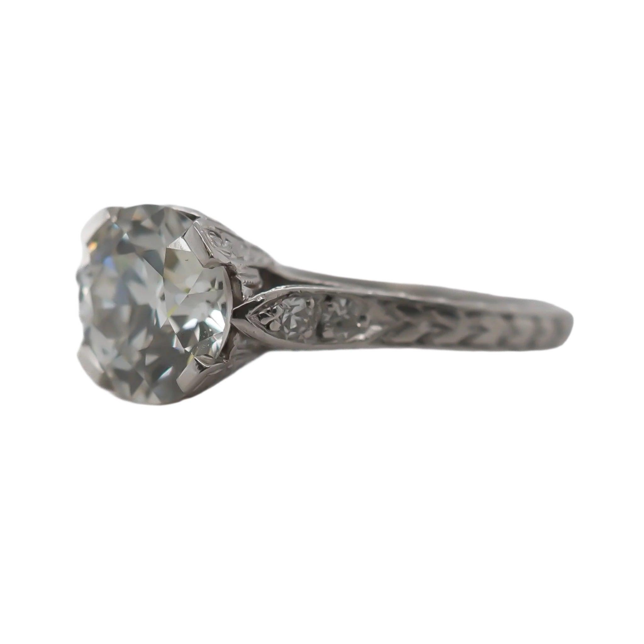 Women's Circa 1920S GIA 1.70ct Old European Brilliant Diamond Engagement Ring For Sale
