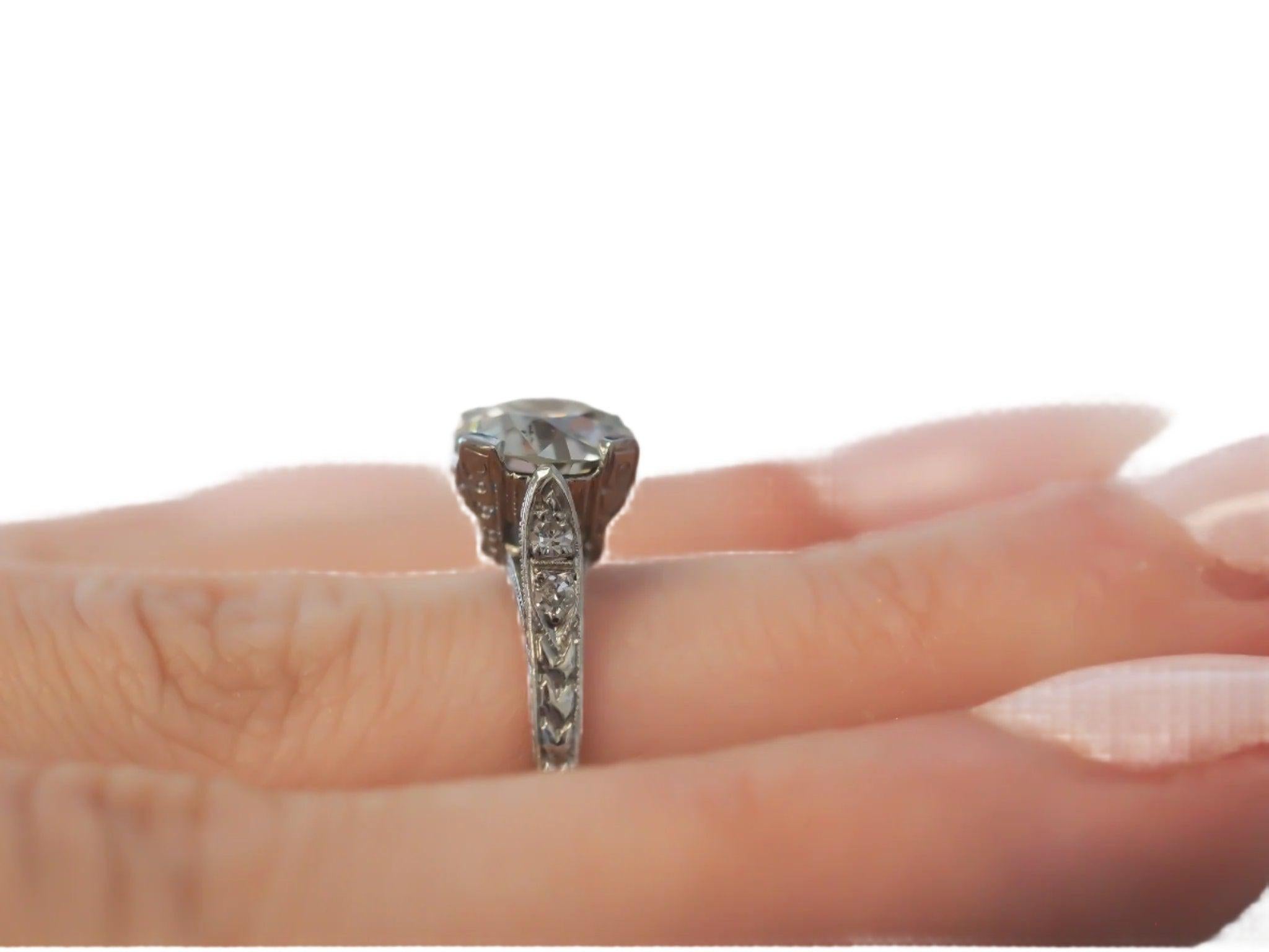 Circa 1920S GIA 1.70ct Old European Brilliant Diamond Engagement Ring For Sale 1
