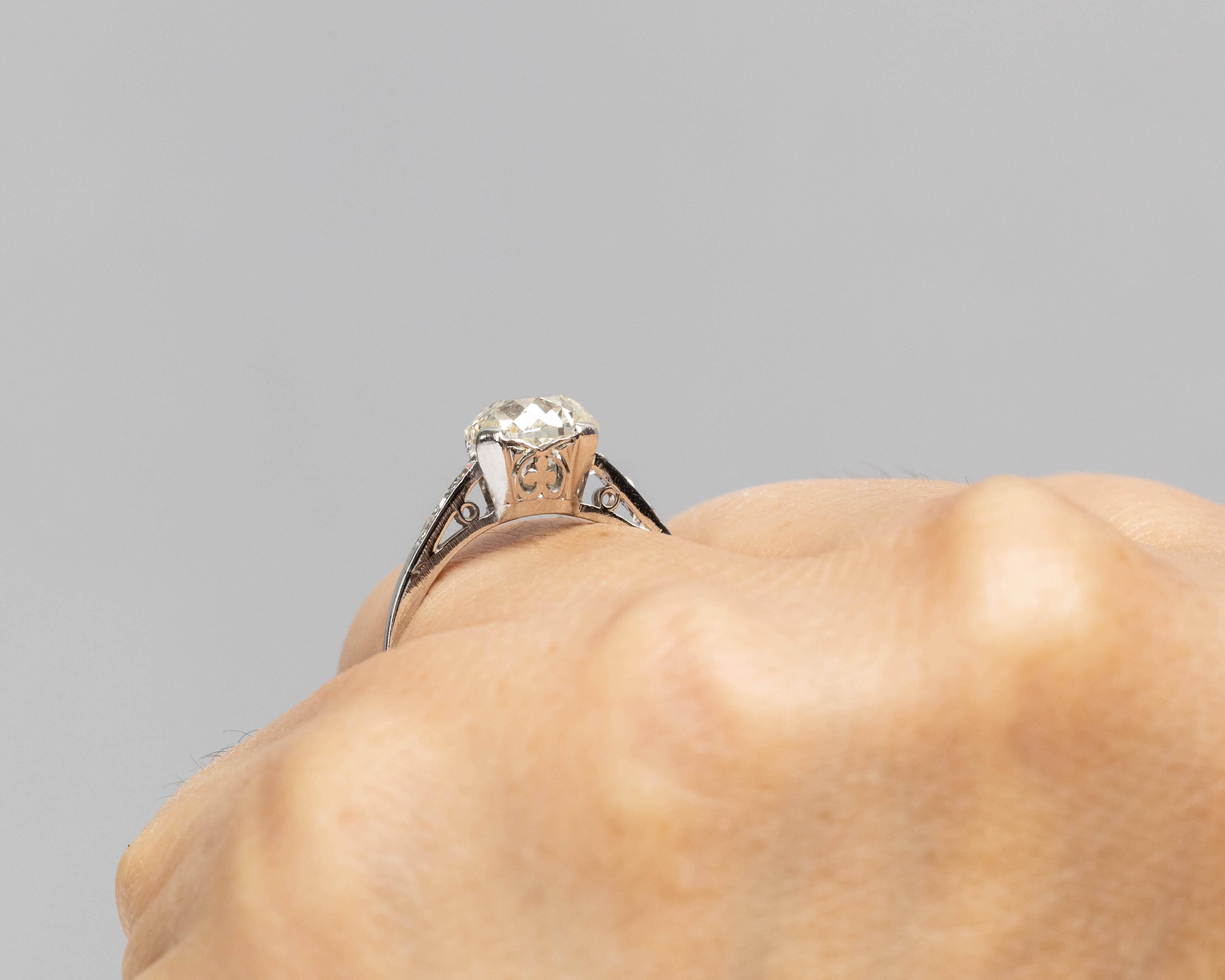 Circa 1920s GIA 2.04ct Old European Brilliant Diamond Platinum Engagement Ring For Sale 2