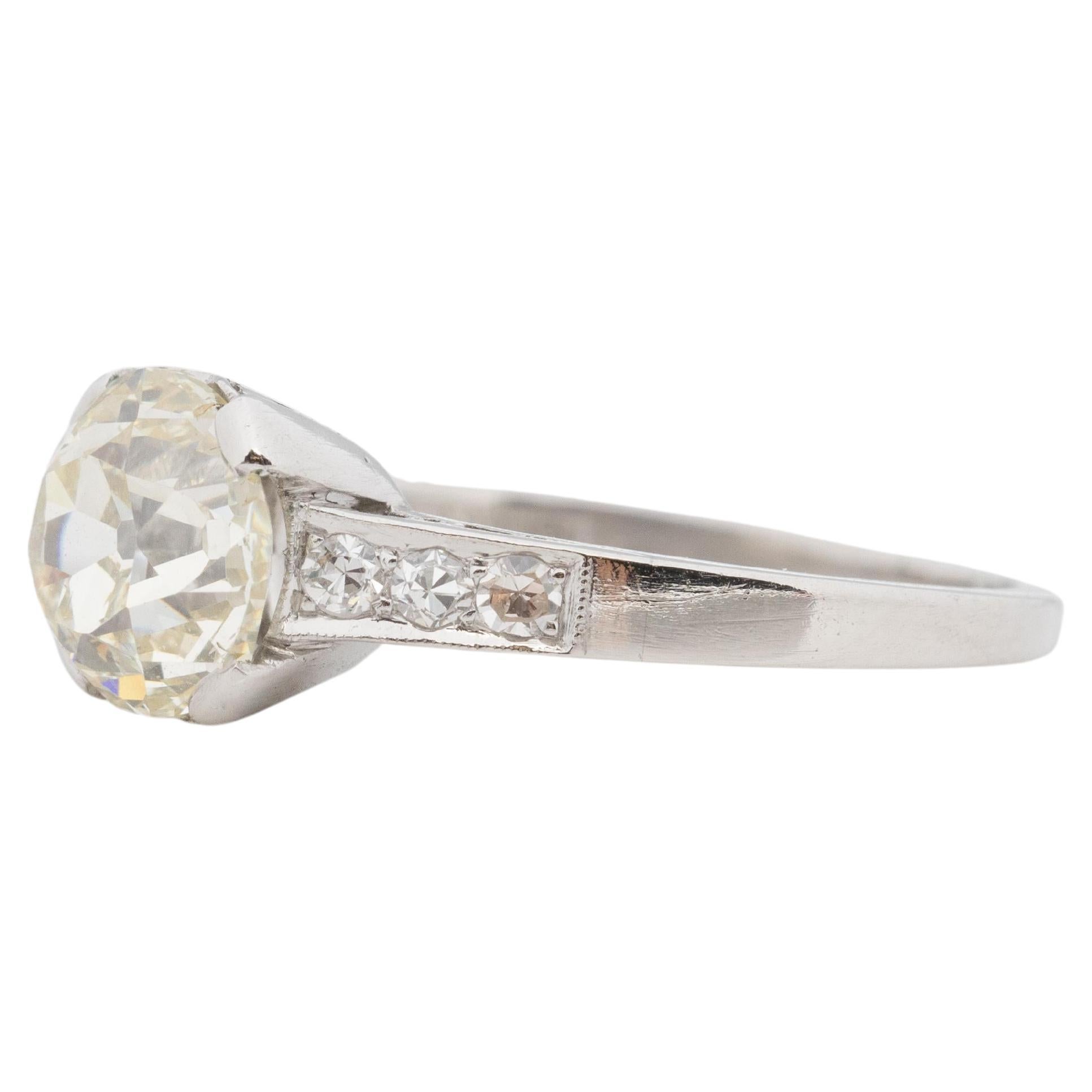 CIRCA 1920er Jahre GIA 2,04ct Alte Europäische Brillant Diamant Platin Verlobungsring