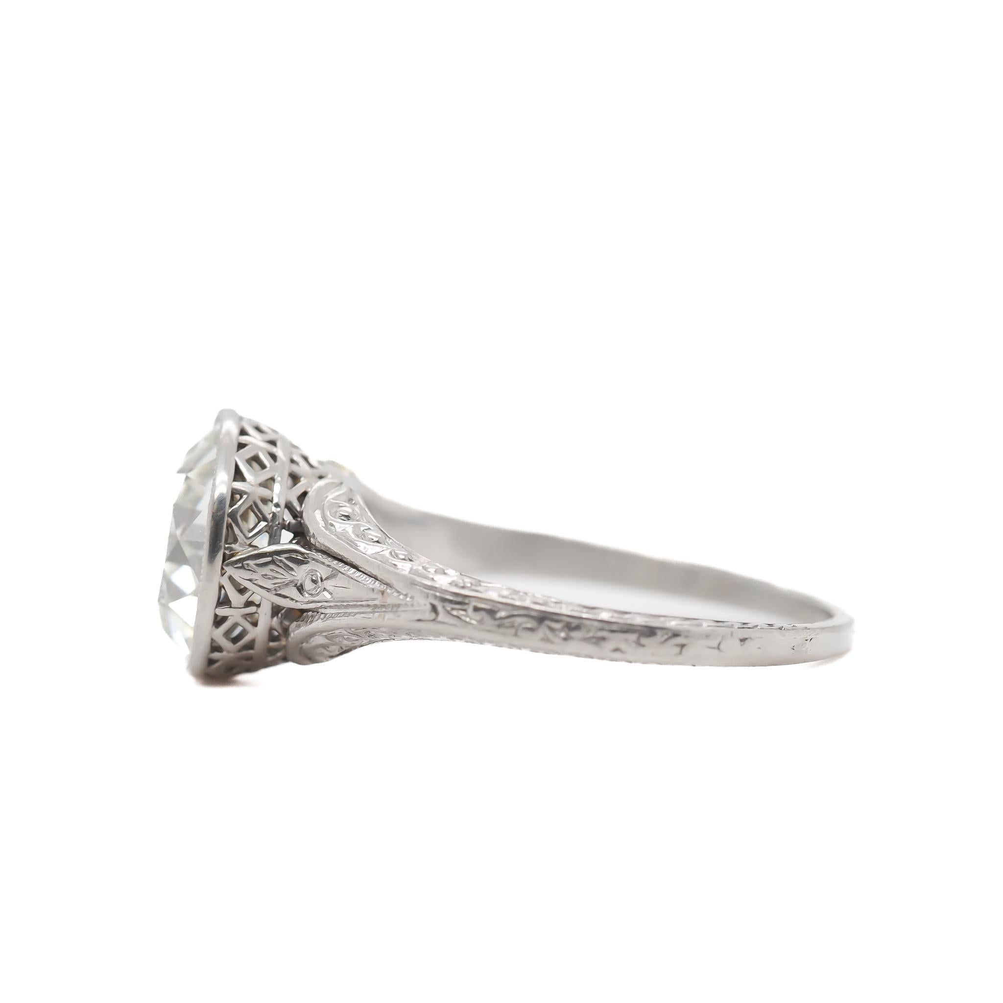 Old European Cut Circa 1920s GIA 2.58ct Old European Brilliant Diamond Engagement Ring For Sale