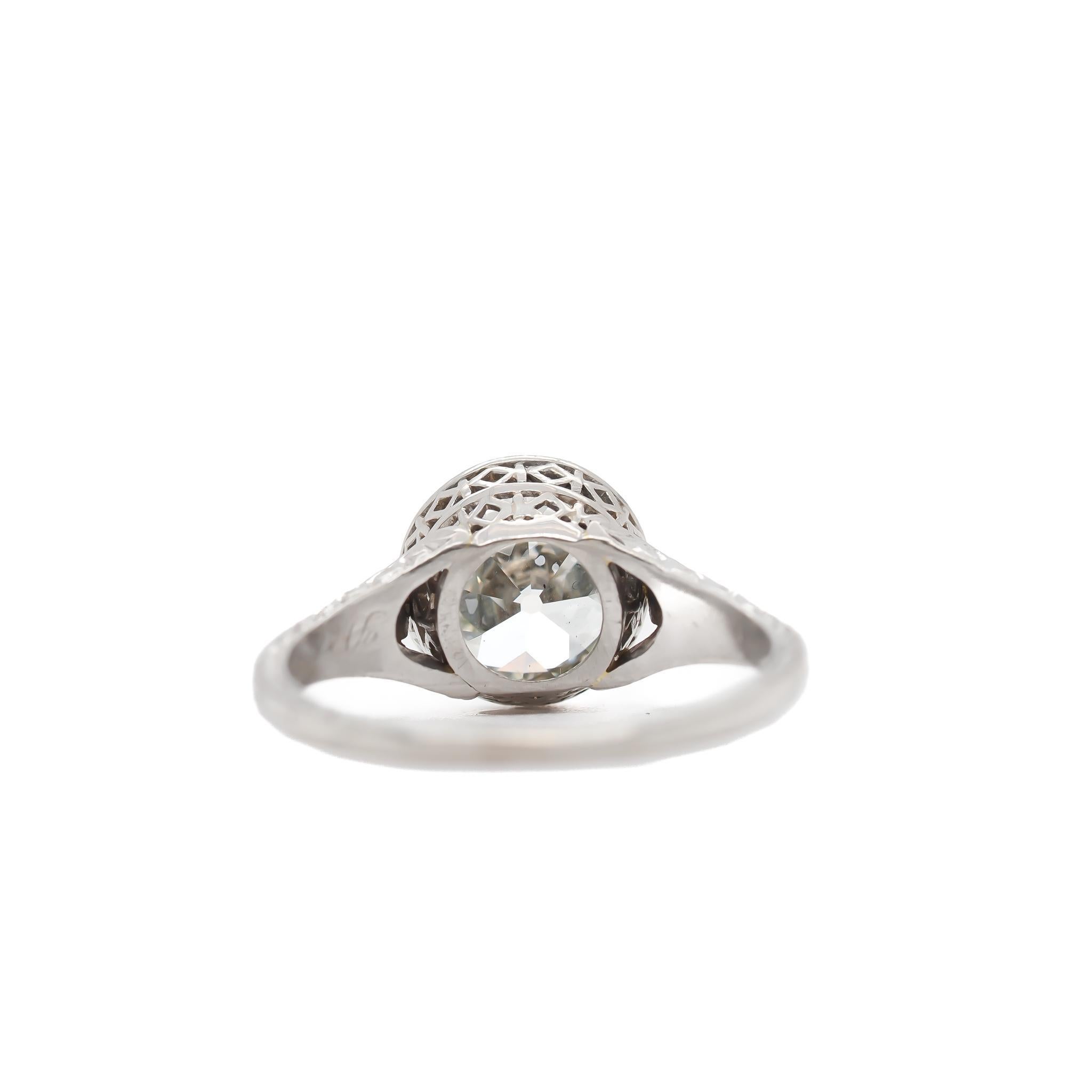 Women's Circa 1920s GIA 2.58ct Old European Brilliant Diamond Engagement Ring For Sale