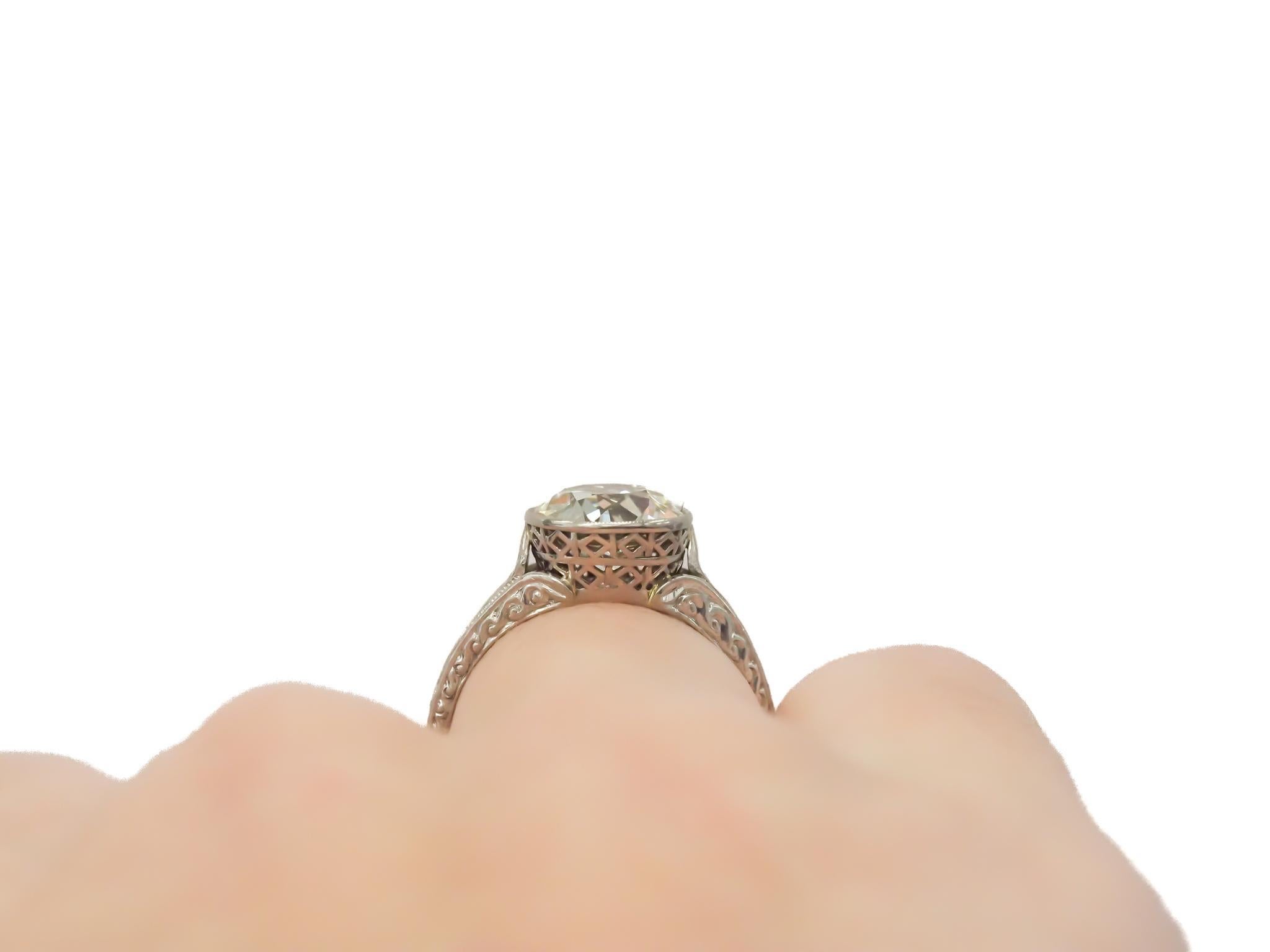 Circa 1920s GIA 2.58ct Old European Brilliant Diamond Engagement Ring For Sale 4