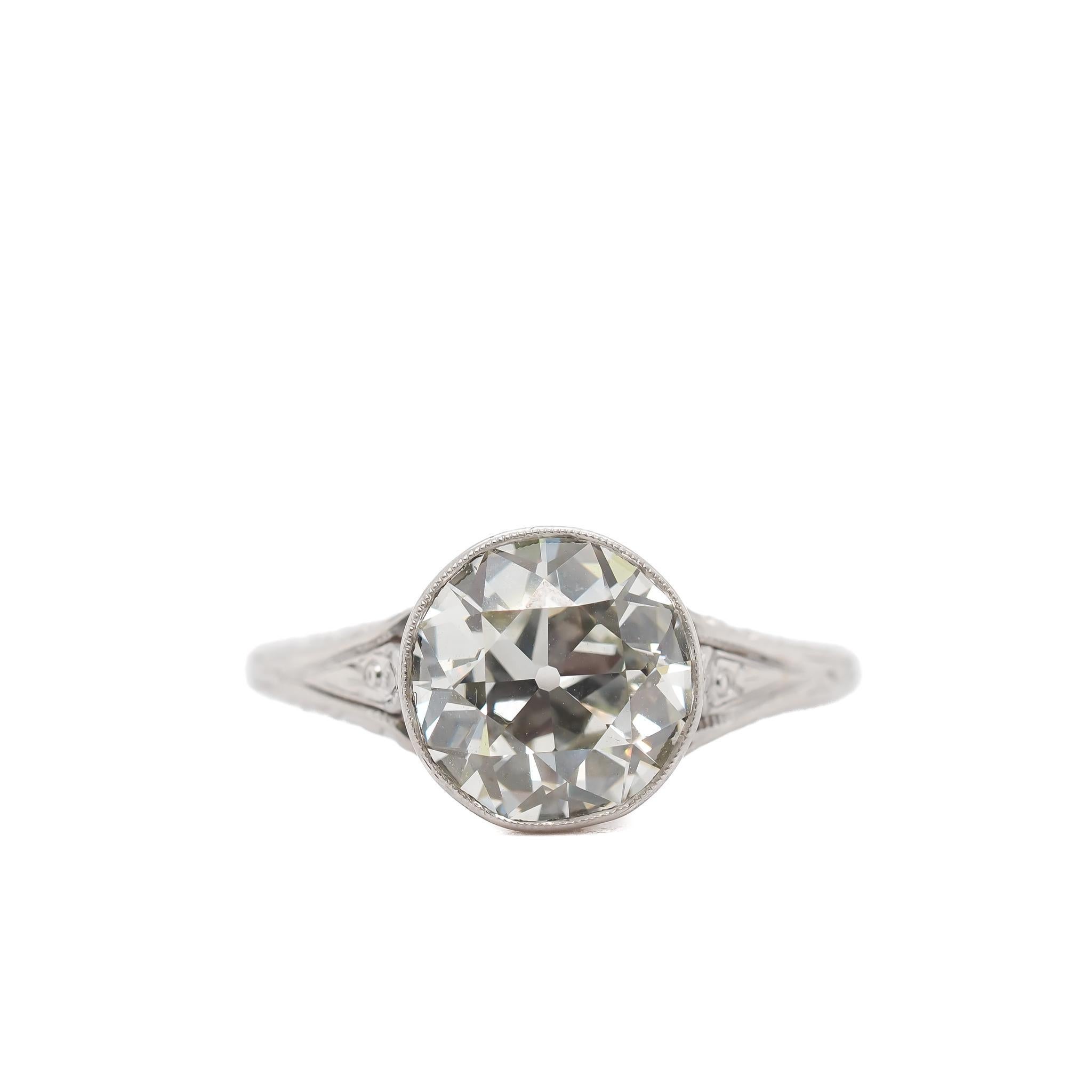 Bague de fiançailles en diamant brillant européen de 2,58ct, datant des années CIRCA, GIA