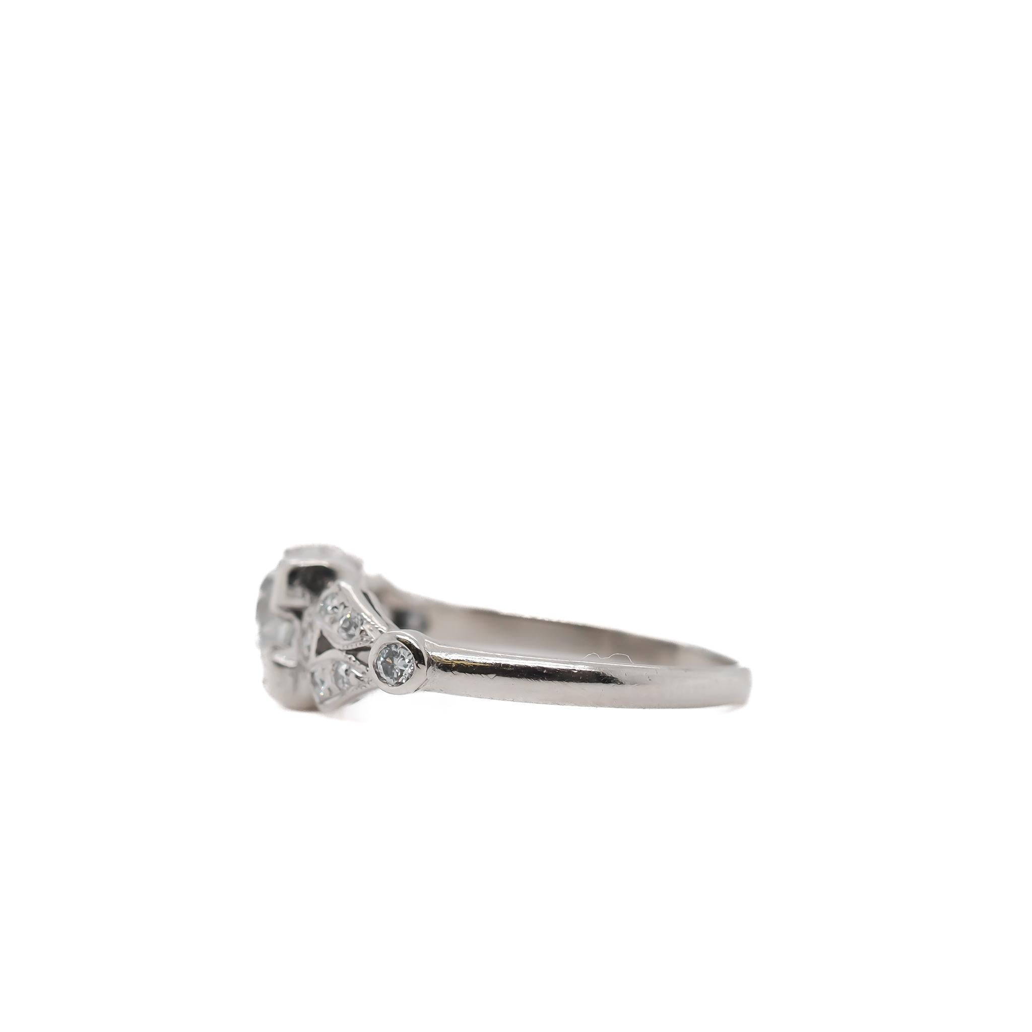 Old European Cut Circa 1920s GIA .55ct Old European Diamond Platinum Engagement Ring For Sale