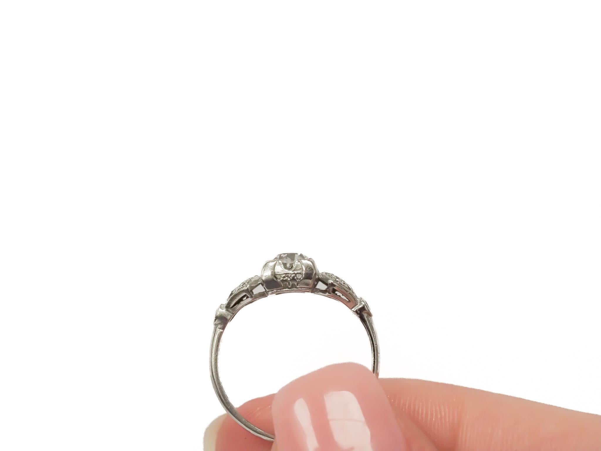 Circa 1920s GIA .55ct Old European Diamond Platinum Engagement Ring For Sale 4