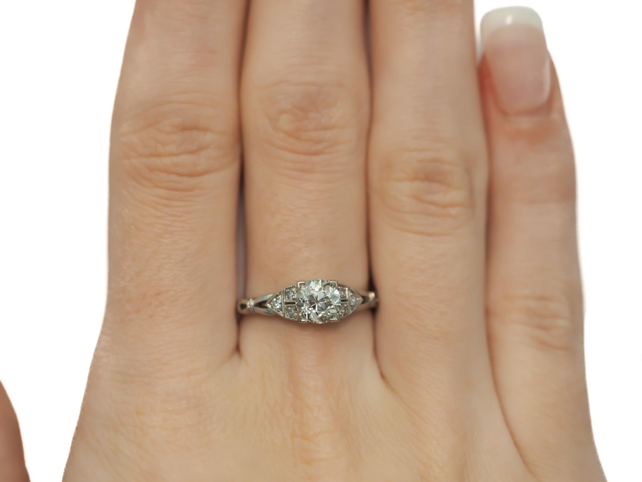 Anillo de compromiso de diamantes brillantes europeos antiguos GIA de 0,99 ct de la década de 1920 en venta 2