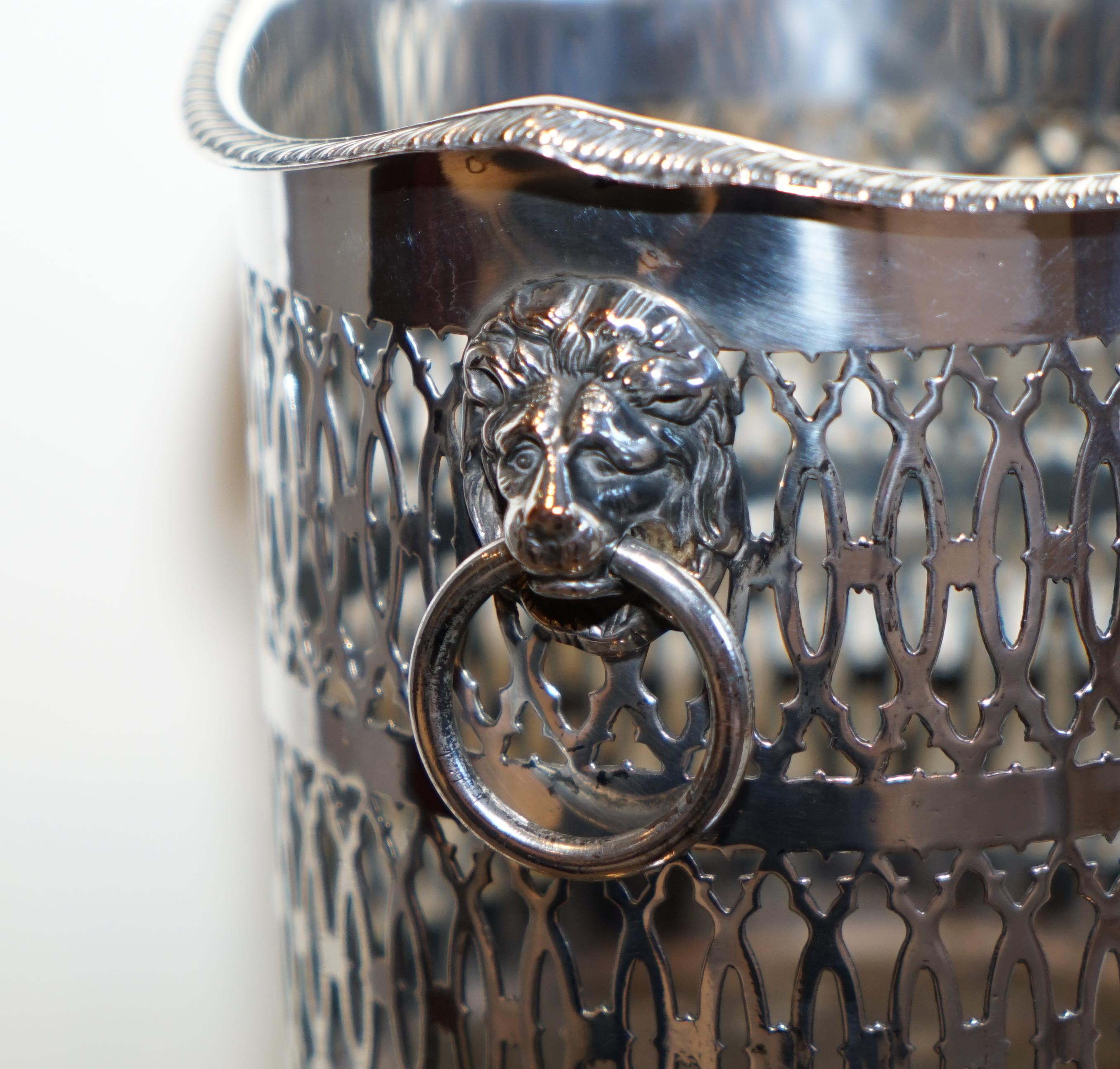Lion Sterling Silver Plated Wine Champagne Bottle Coaster Holder, circa 1920s 2