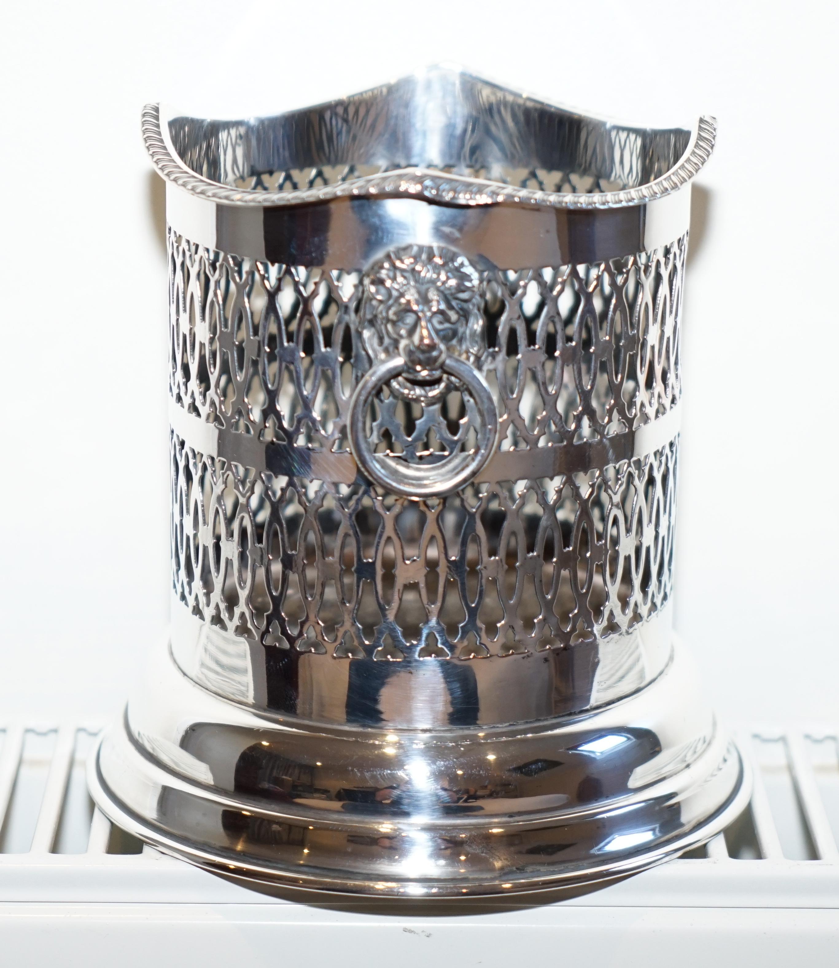 20th Century Lion Sterling Silver Plated Wine Champagne Bottle Coaster Holder, circa 1920s