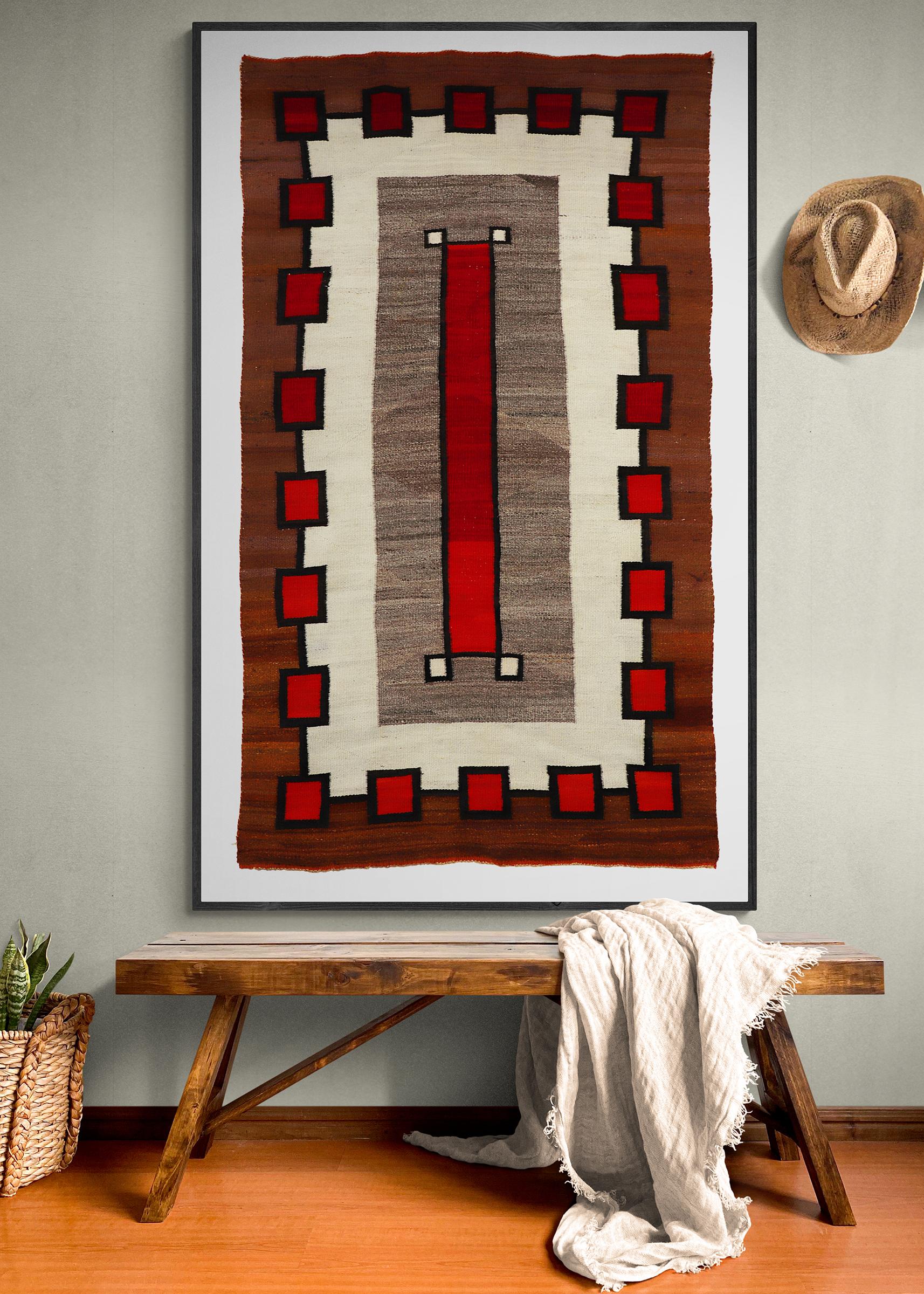 1920s Navajo Crystal Trading Post Rug, Handwoven Wool, Natural & Aniline Dyes For Sale 3