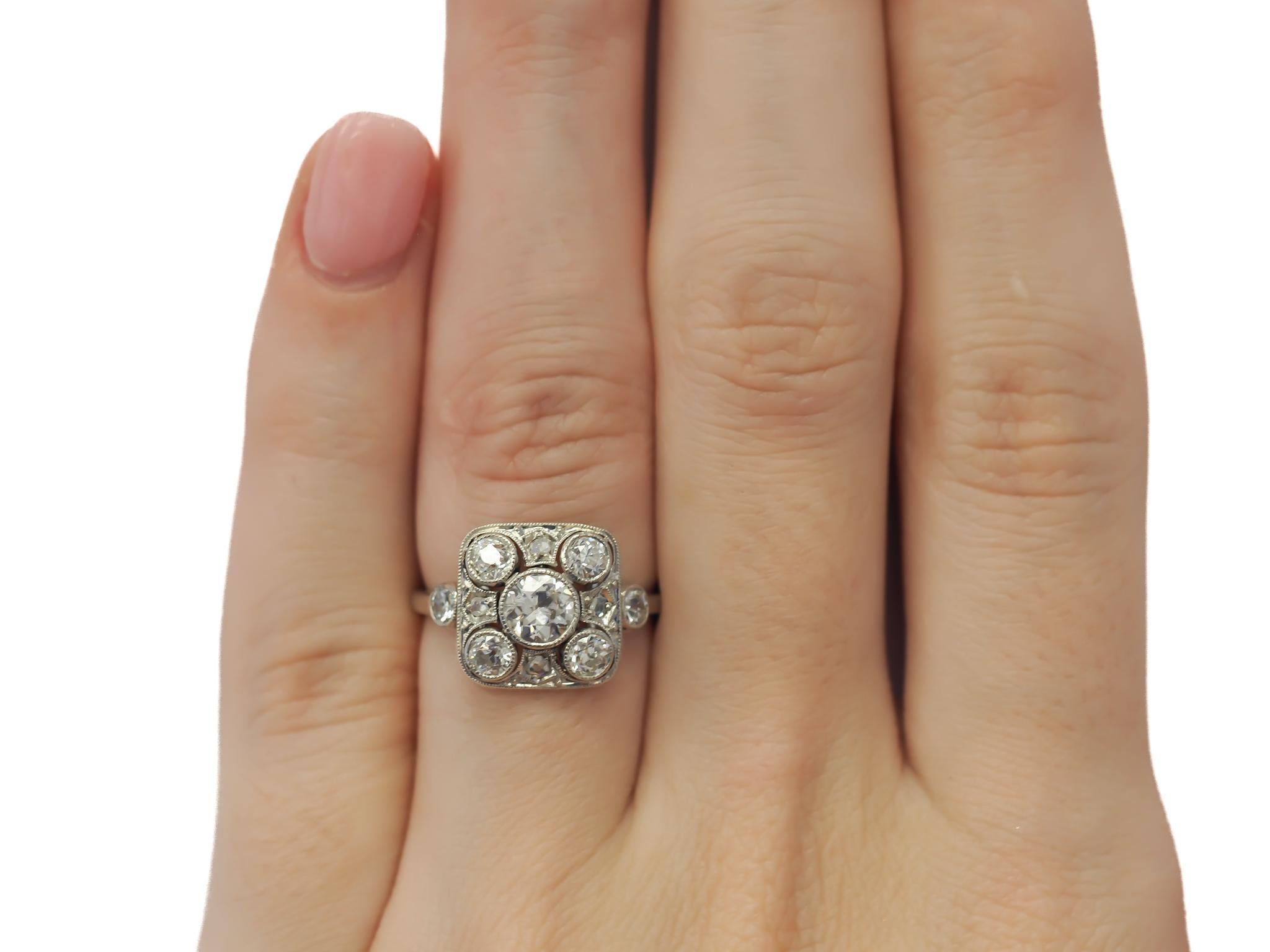 Old European Cut Circa 1920s Old European Brilliant Diamond Engagement Ring For Sale