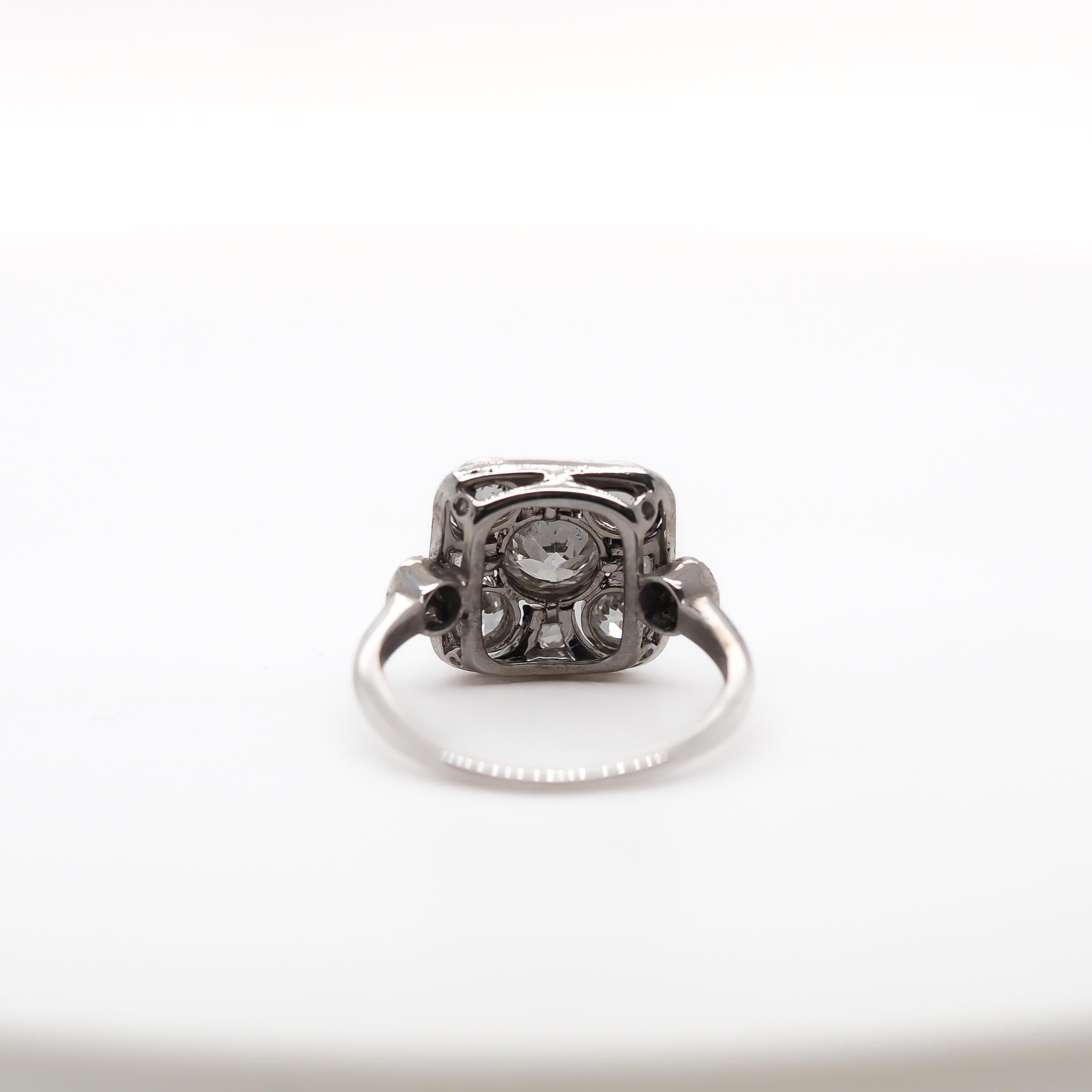 Circa 1920s Old European Brilliant Diamond Engagement Ring In Good Condition For Sale In Hicksville, NY