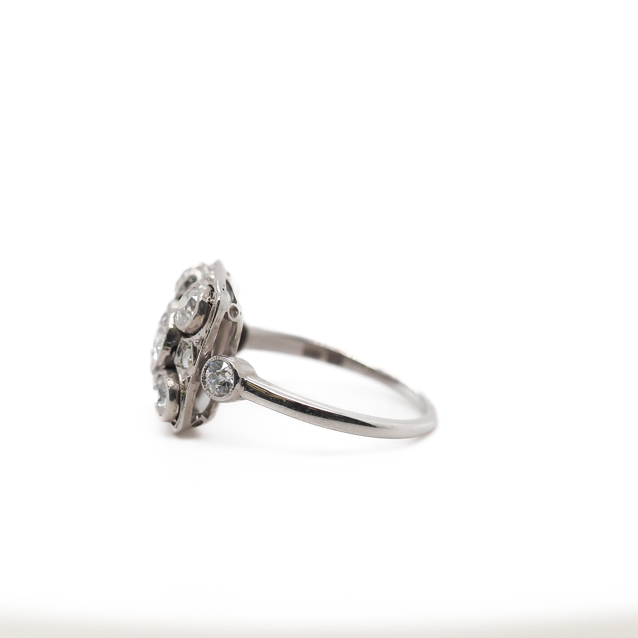 Women's Circa 1920s Old European Brilliant Diamond Engagement Ring For Sale