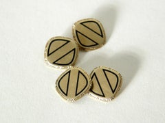 Circa 1920s or 1930s 10K Gold Chain Link Cufflinks with Double Enameled Faces