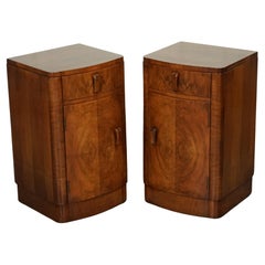 DÉCADA DE 1920 PAR DE CAMAS DE MADERA ART DECO Mesas de noche