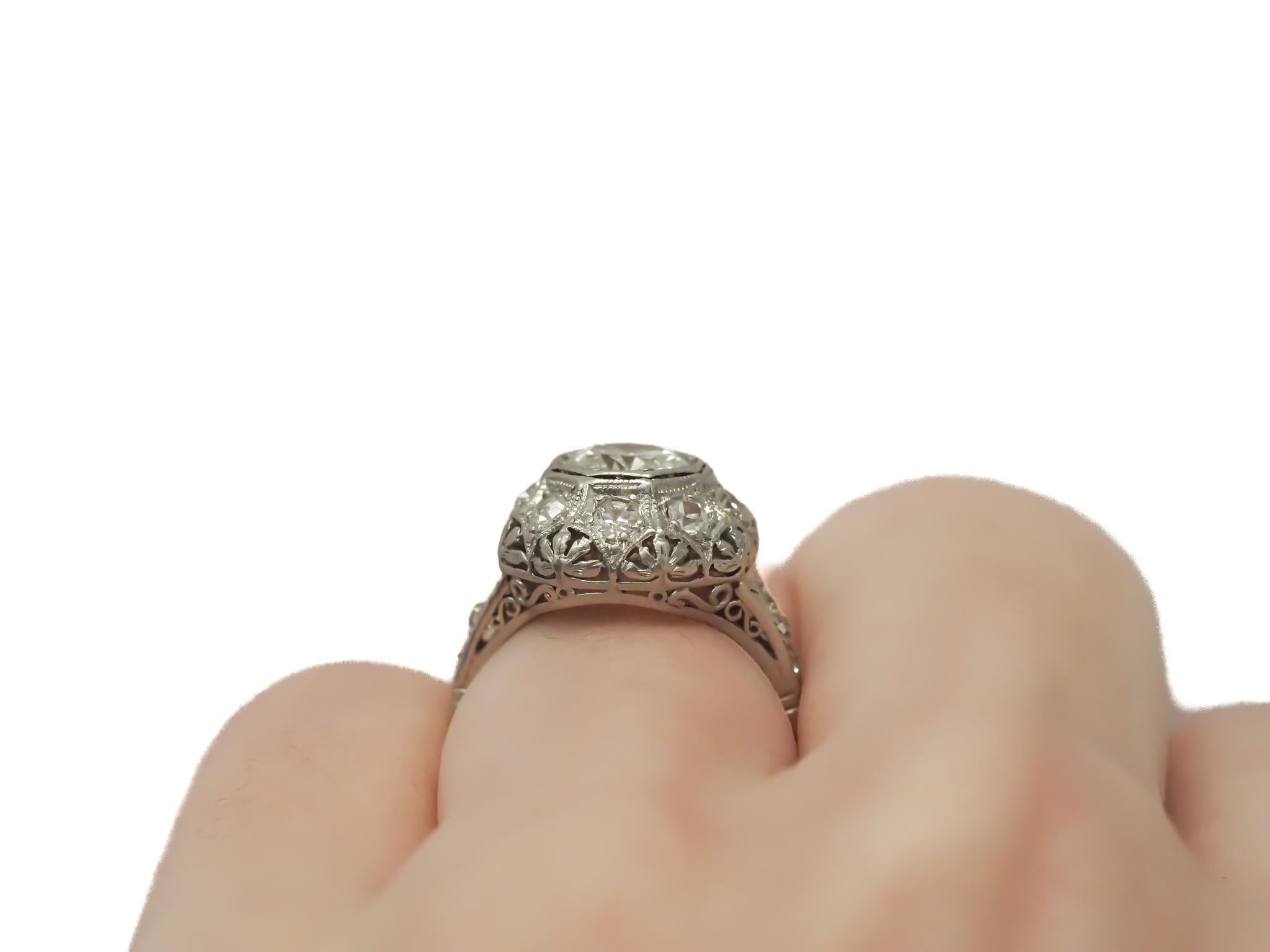 Verlobungsring aus Platin mit 1,00 Karat alteuropäischem Brillanten, ca. 1920er Jahre Damen im Angebot