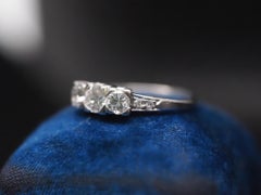 Circa 1920s Platinum 1.00ct Old European Diamond 3 Stone Ring
