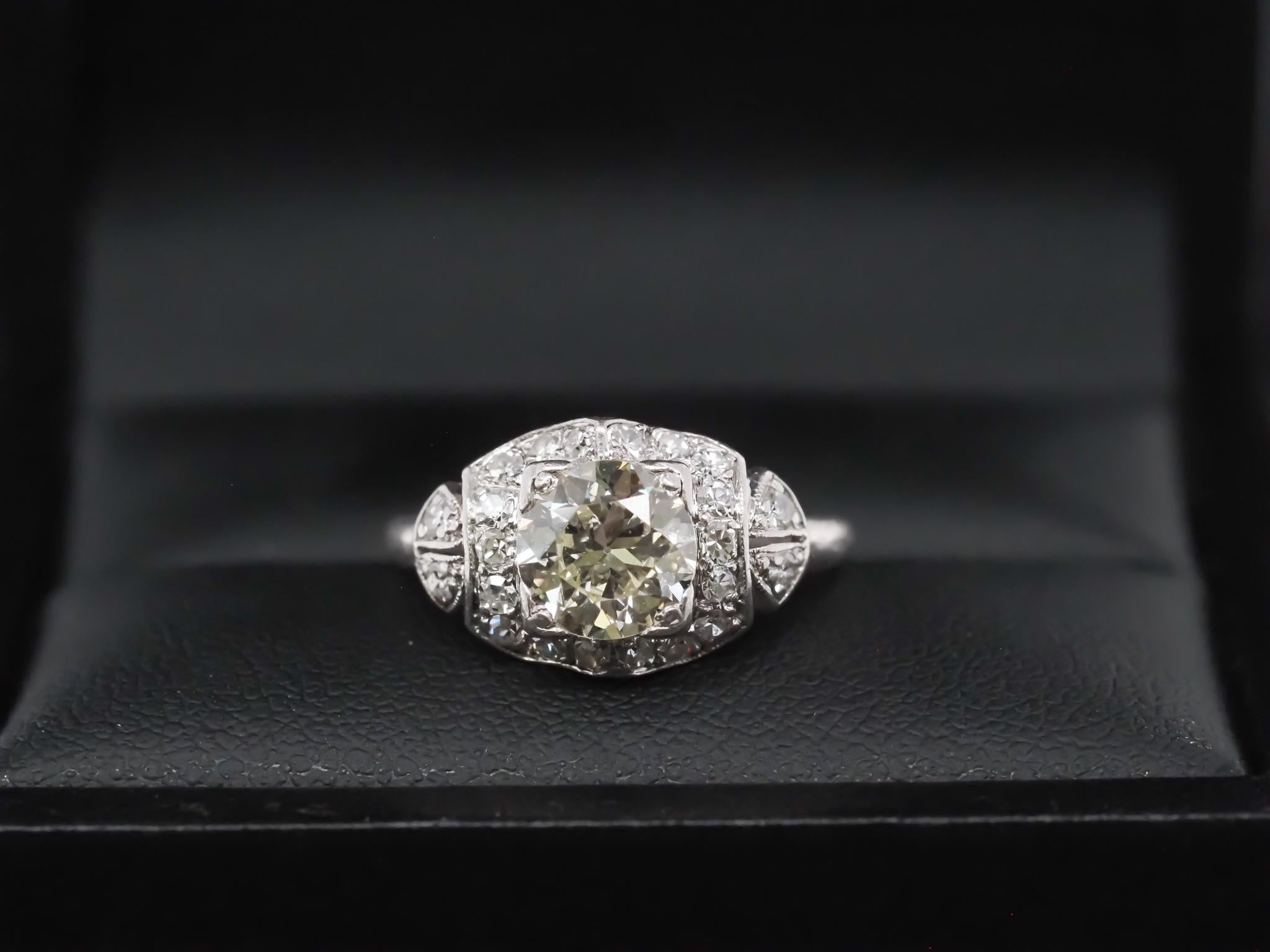 Circa 1920s Platinum 1.25ct Old European Diamond Engagement Ring