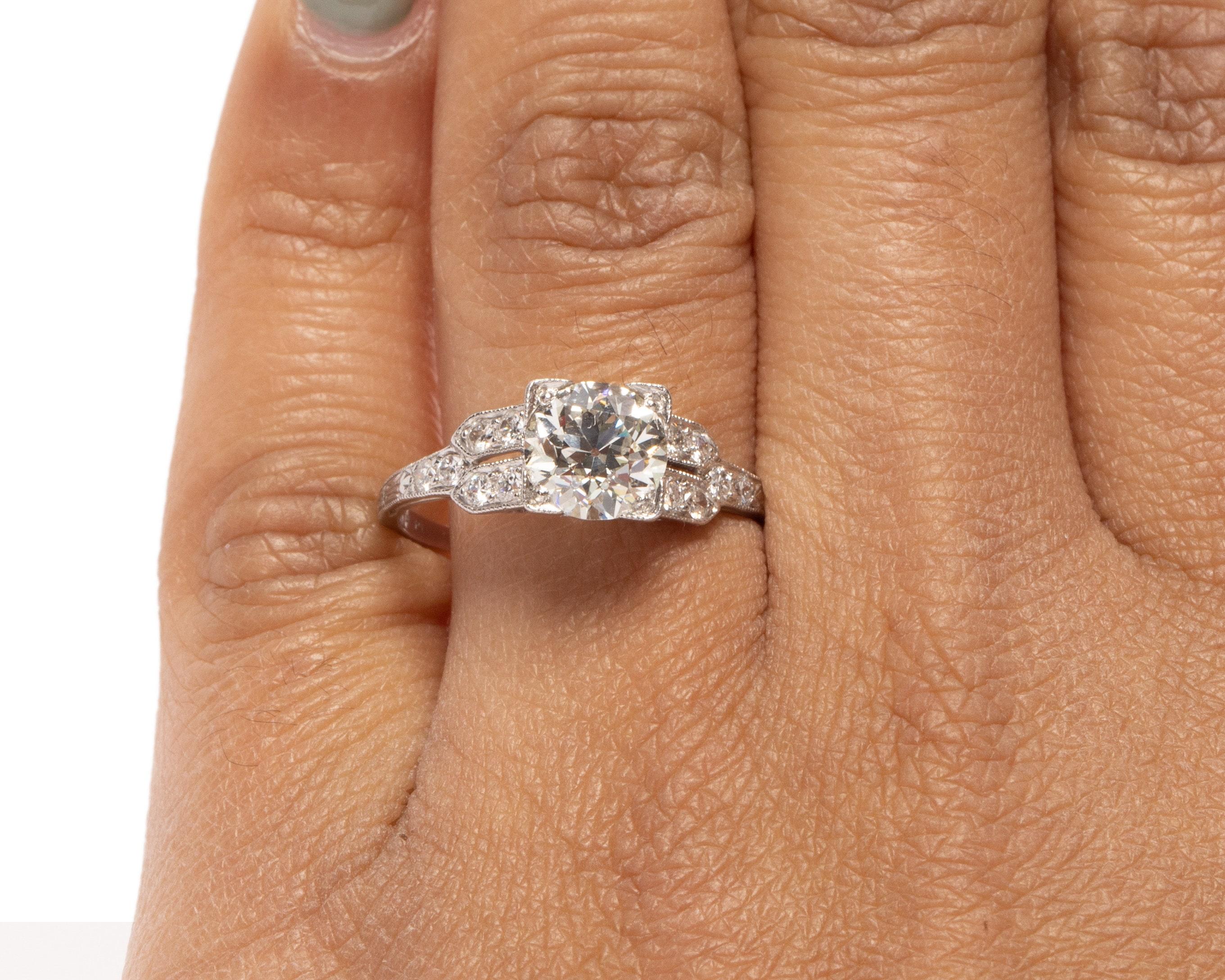 Circa 1920's Platinum 1.52 CTTW Old European Cut Diamond Engagement Ring For Sale 1