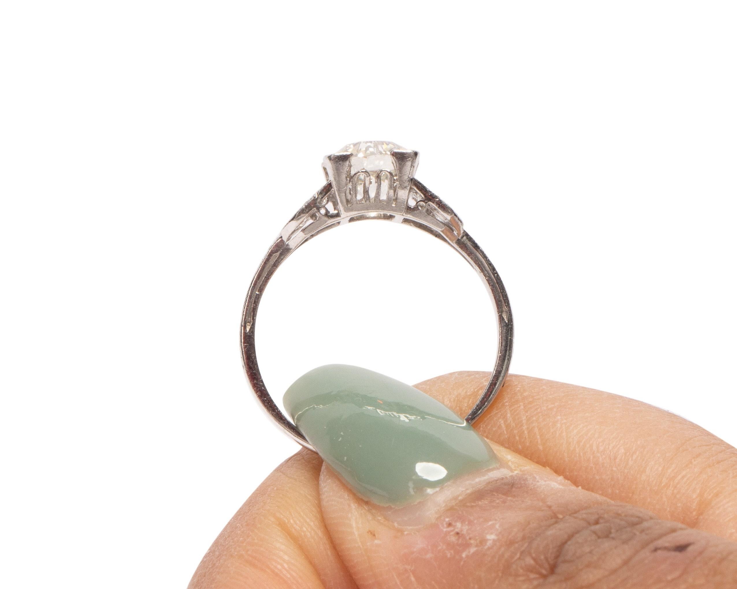 Circa 1920's Platinum 1.52 CTTW Old European Cut Diamond Engagement Ring For Sale 4