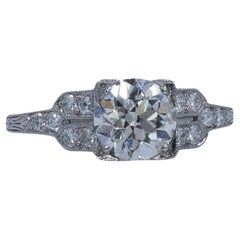 Circa 1920's Platinum 1.52 CTTW Old European Cut Diamond Engagement Ring