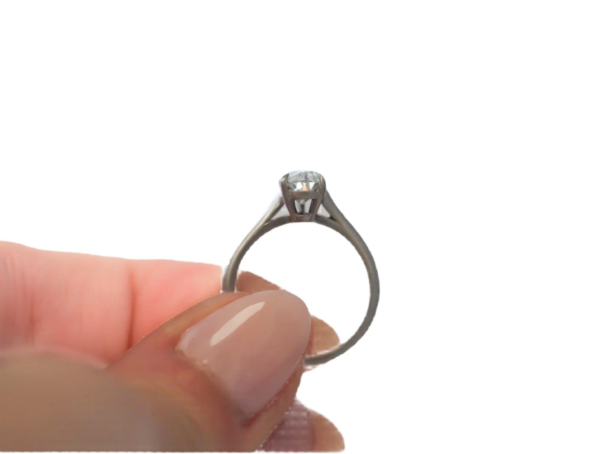 Circa 1920s Platinum 1.73ct Antique Pear Diamond Engagement Ring For Sale 2