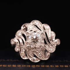 Circa 1920s Platinum .50ct Old European Diamond Engagement Ring
