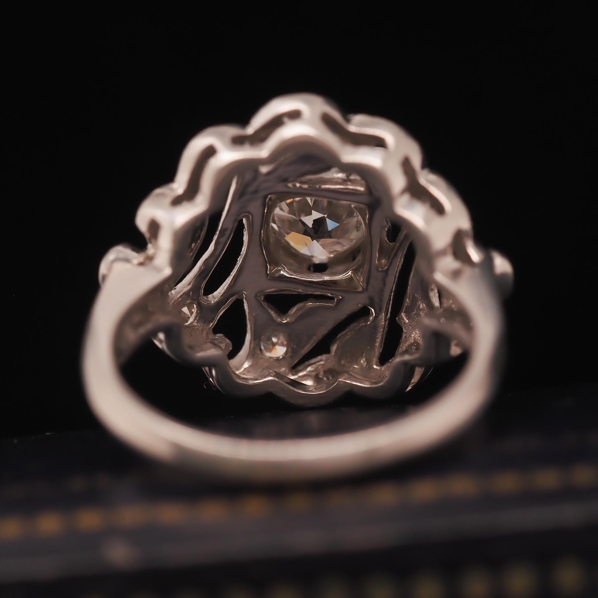 Old European Cut Circa 1920s Platinum .50ct Old European Diamond Engagement Ring For Sale